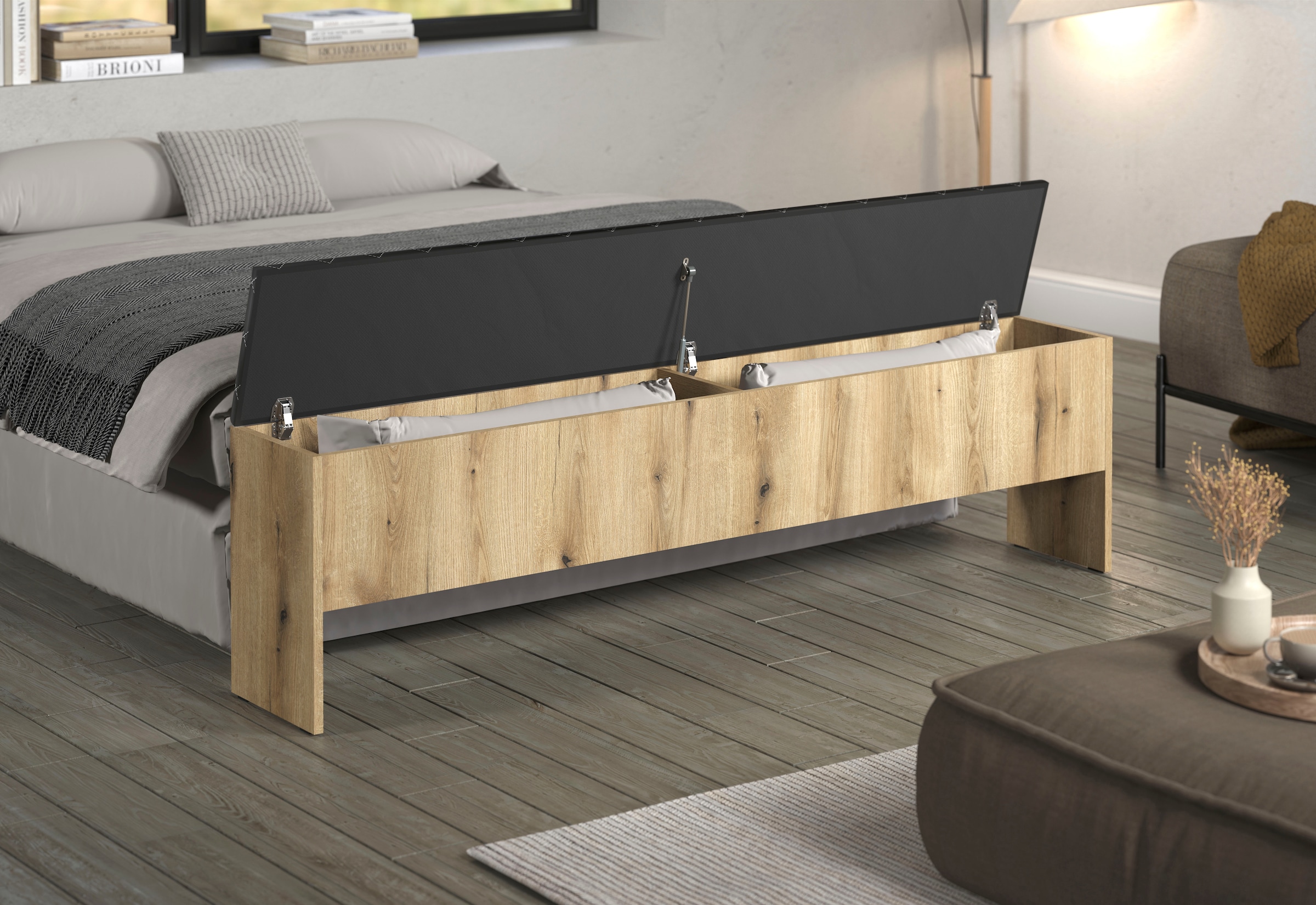 INOSIGN Banc rembourré »Estepona« 1 cuis tlg. banquette-lit rabattable - rembourrage anthracite avec matelassage losanges