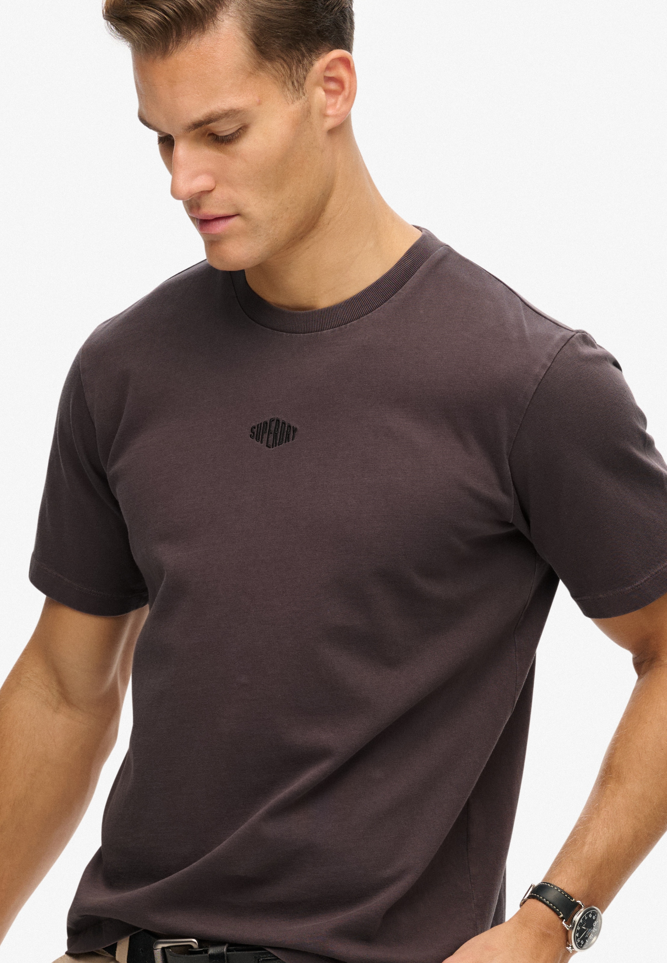 Superdry Shirt à col rond »MICRO LOGO TSHIRT« mit Micro-Marken-Logo