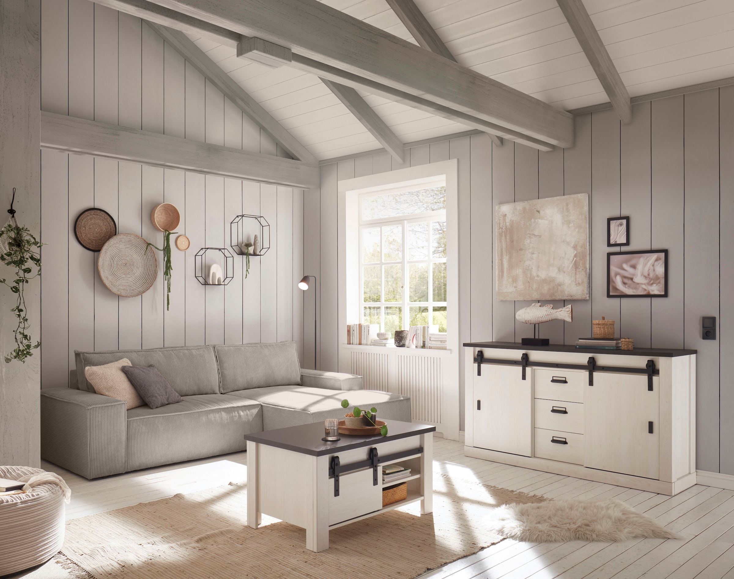 Home affaire Ecksofa »SHERWOOD L-Form, 267 cm - OTTO. Verlässliche Qualität.« Schlaffunktion mit Bettkasten (210x136 cm), Cord, Vintage, Samtvelours