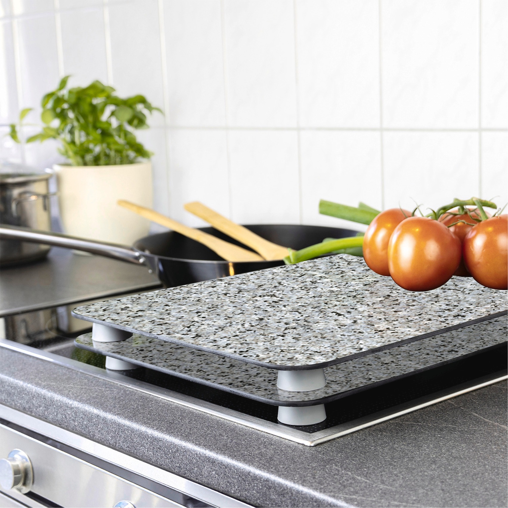 WENKO Herd-Abdeckplatte »Universal Modell Granit« Herdabdeckung für alle Herdarten, kratzfest, mit rutschfesten Füssen