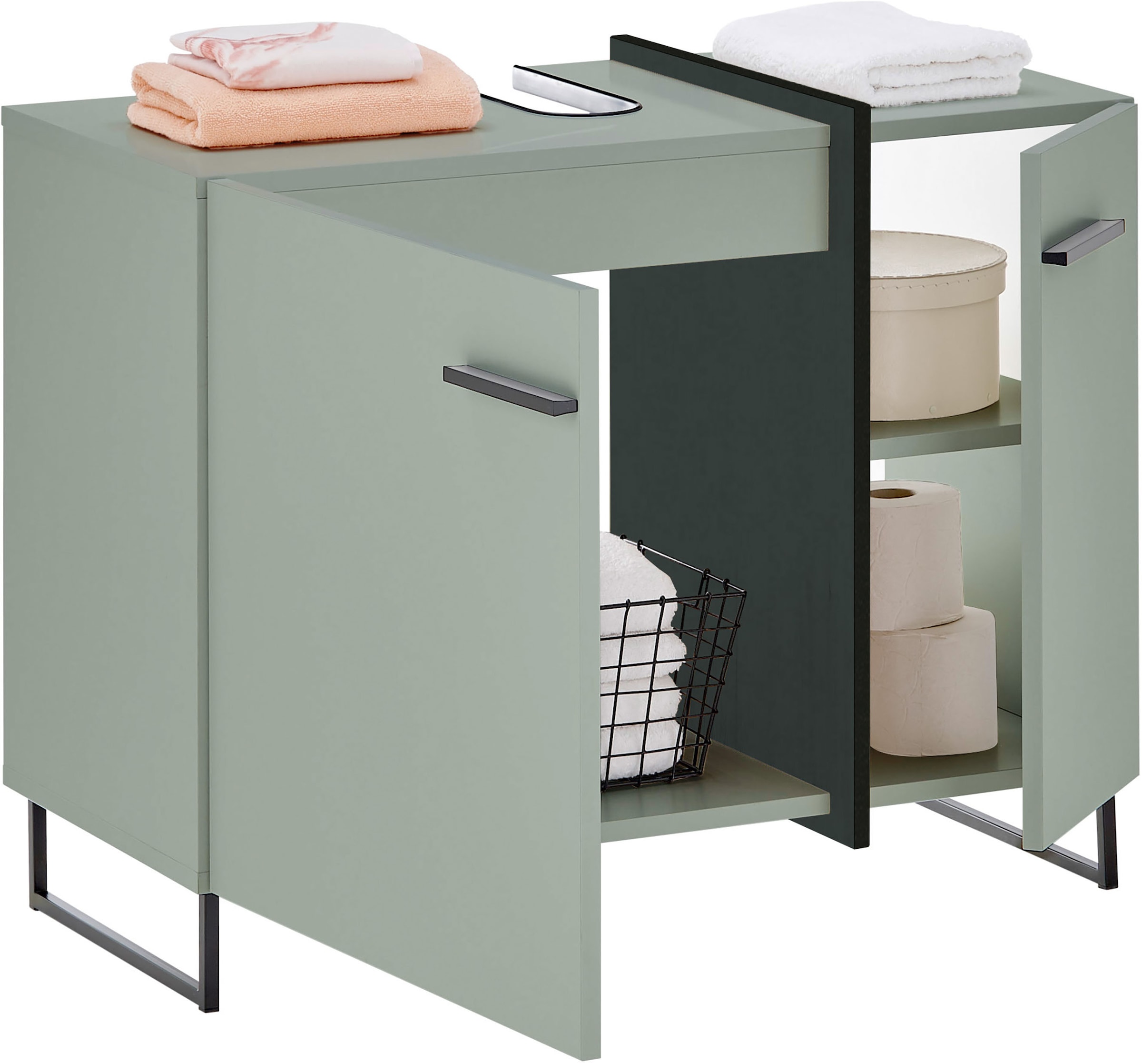 BASIC by Balculina Waschbeckenunterschrank »Palermo, BxHxT 80x64x41 cm« 1 Stk. tlg. Breite 80cm, Softclose, Metallfüsse