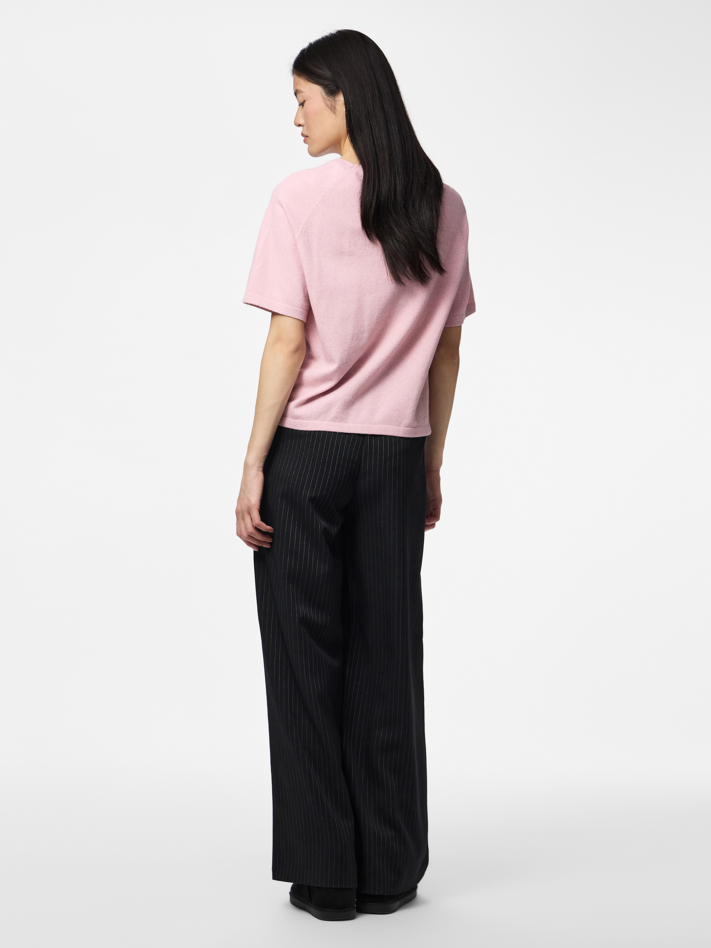 pieces Pull à manches courtes »PCBREE SS O-NECK KNIT NOOS BC« mélange de matériaux, coupe régulière