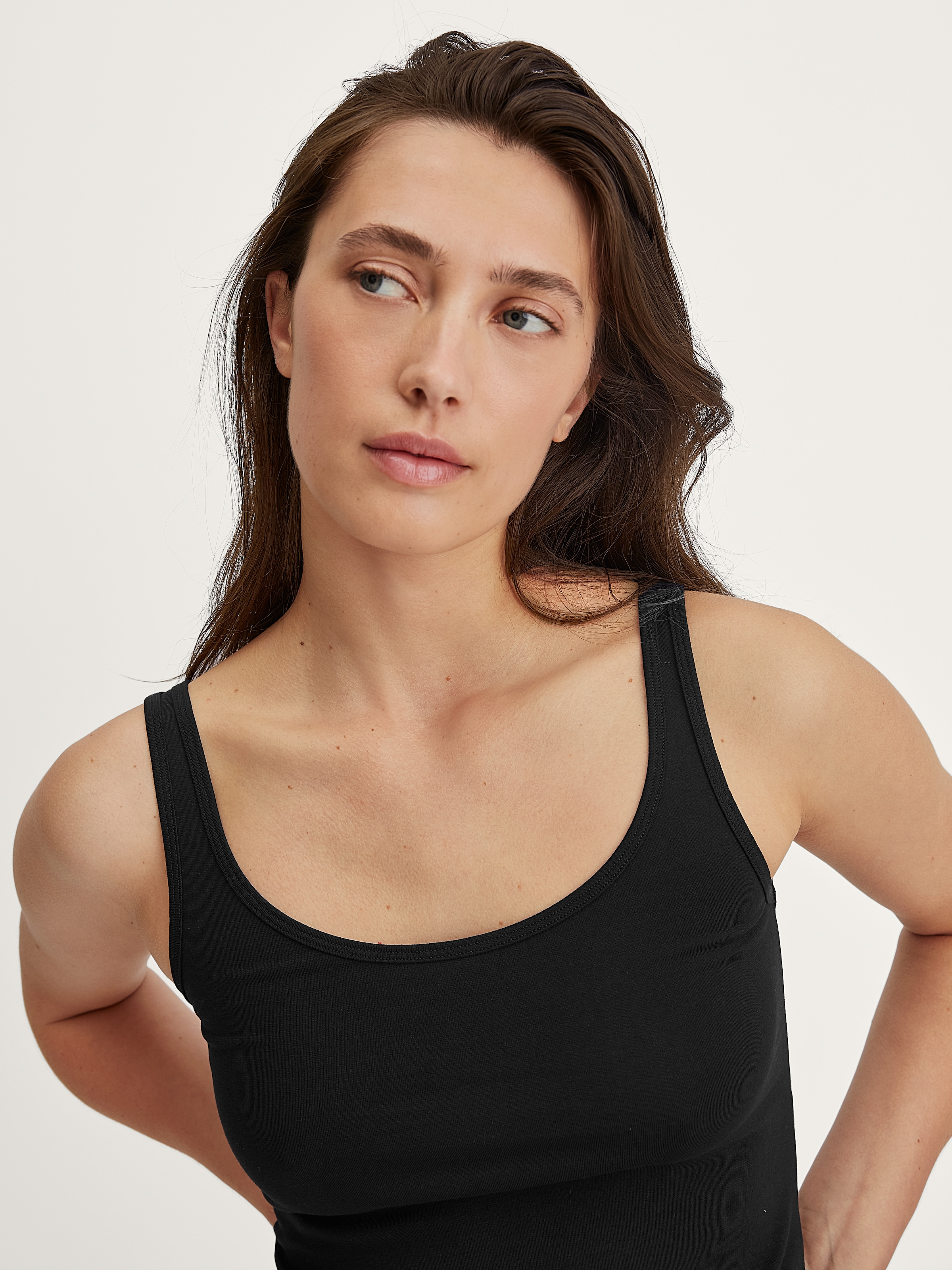 CALIDA Haut de chemise »Essential Cotton« mélange coton, jersey simple, élastique, col rond