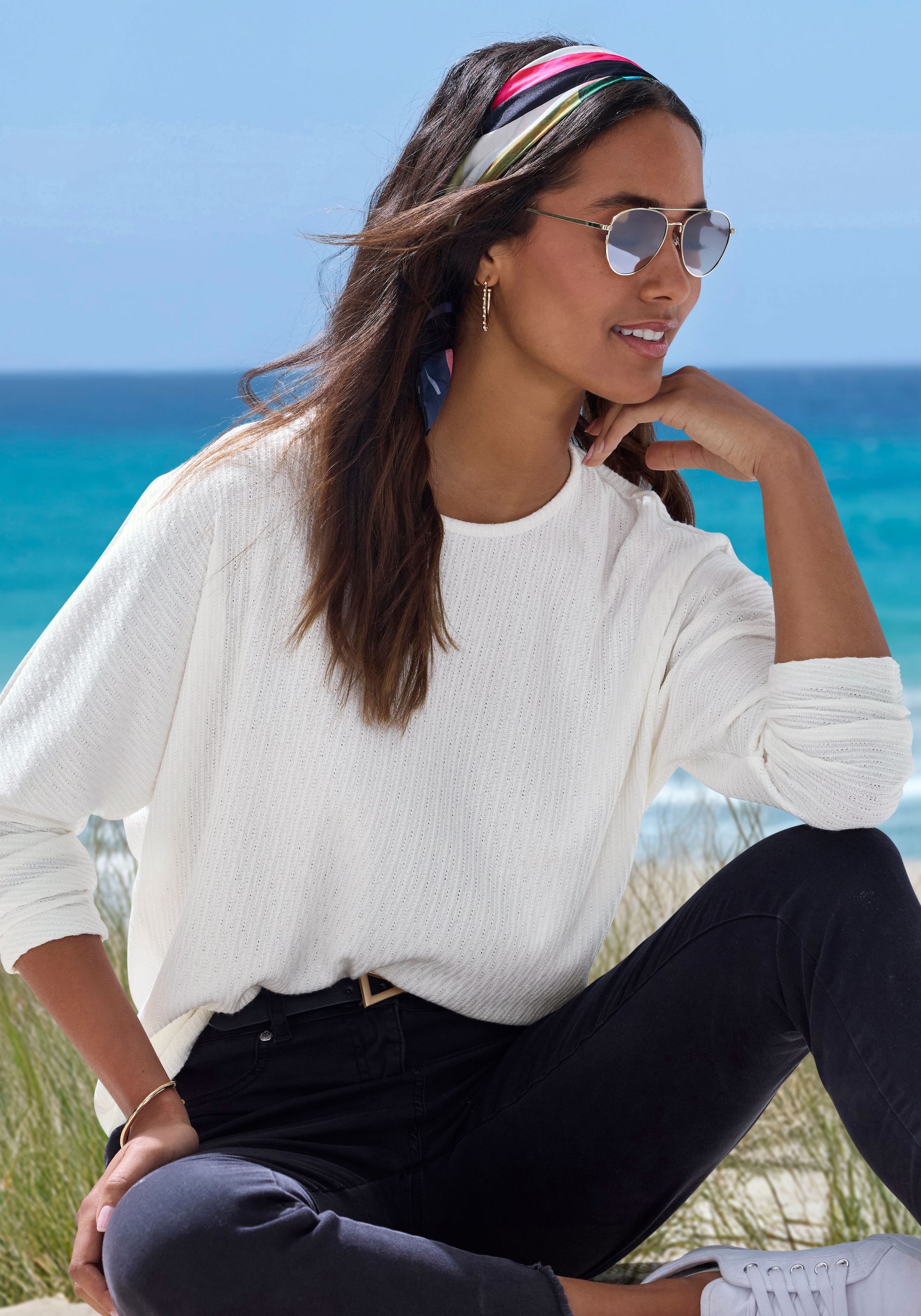 Vivance Langarmshirt »in modischer Struktur-Optik« 2er-Pack,  aus pflegeleichter Strickqualität mit Viskose