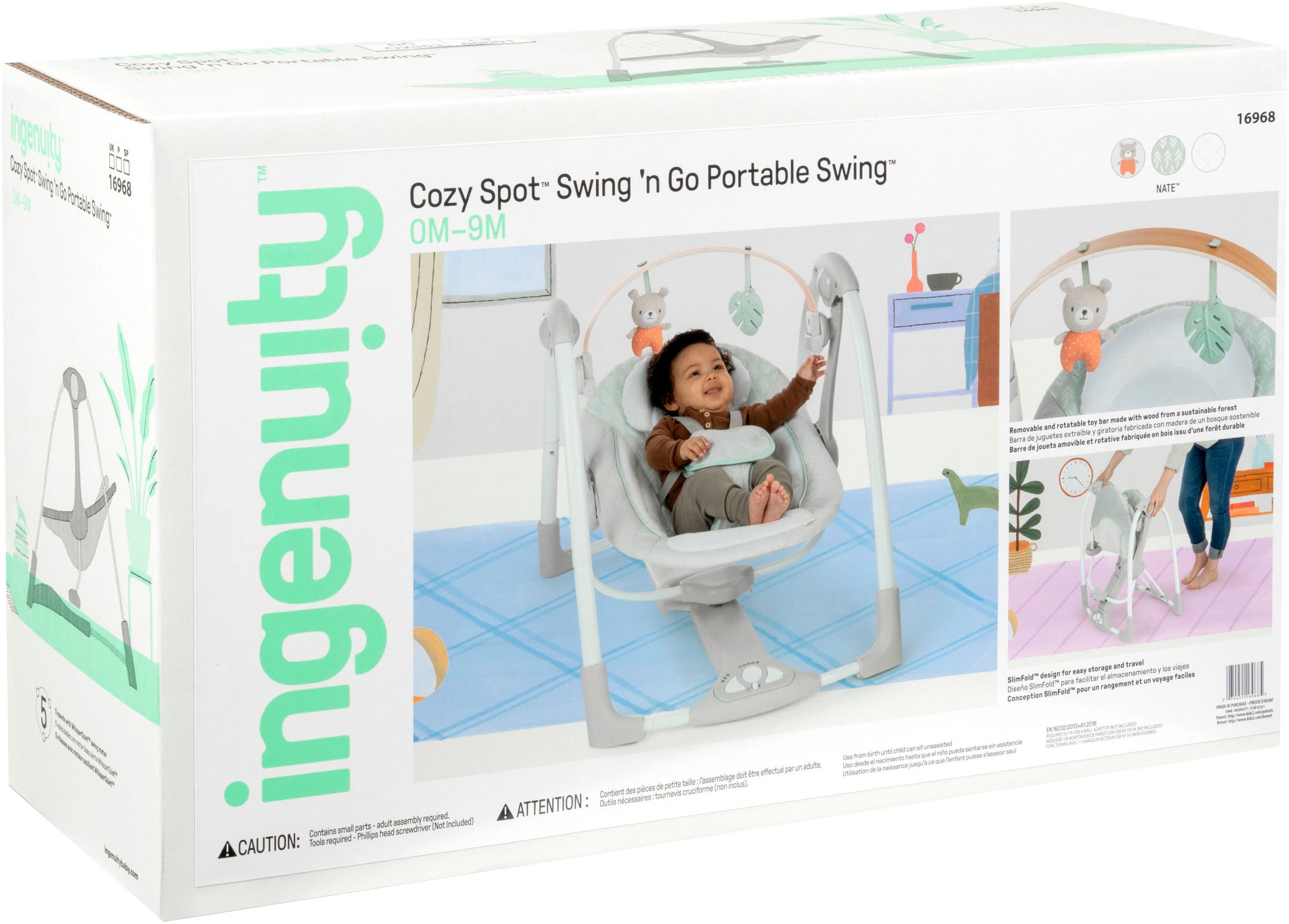 ingenuity Transat pour bébé »Cozy Spot Swing 'n Go Portable Swing« bis 9 kilos mit Sound-Effekt