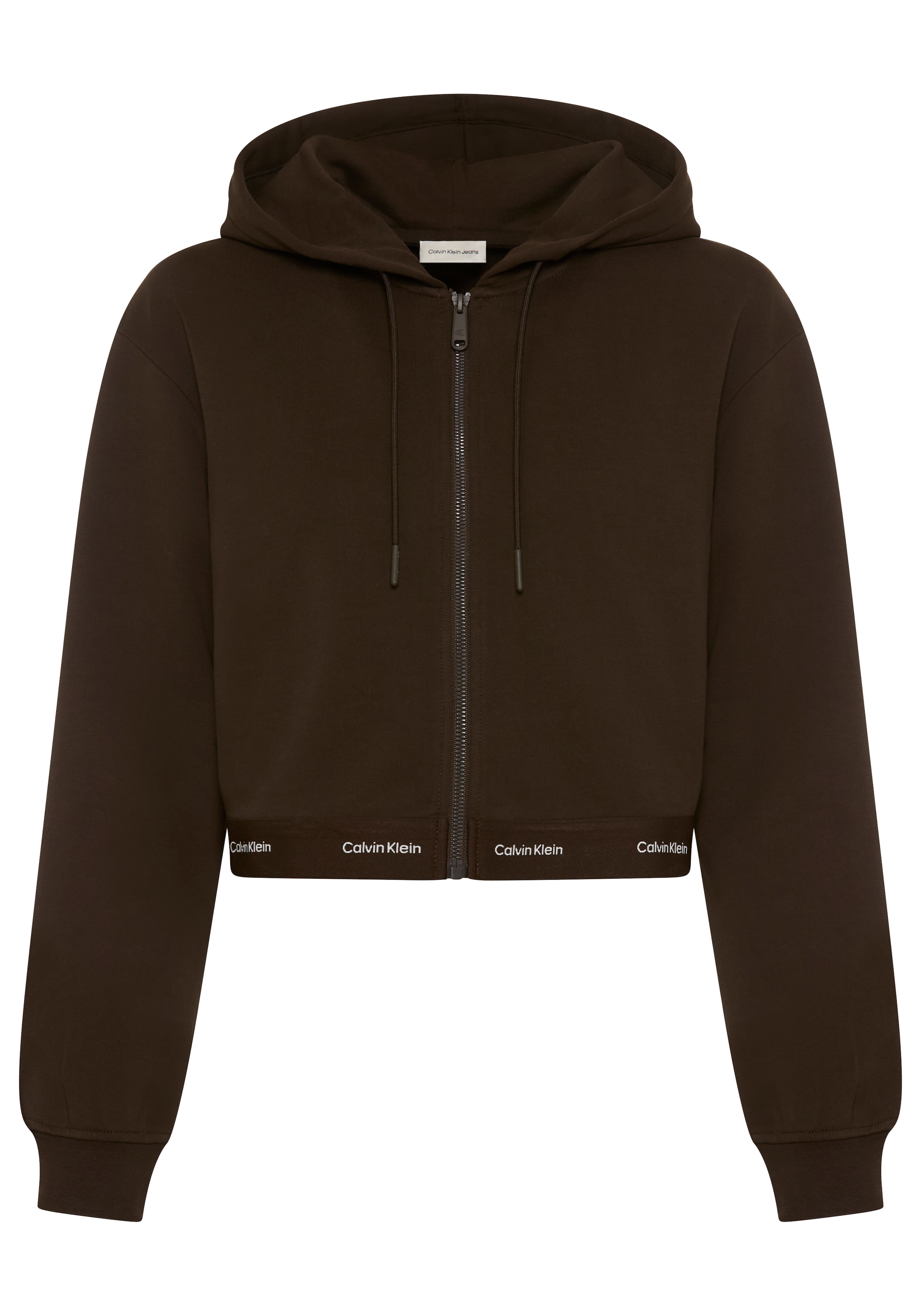 Calvin Klein Jeans Sweat à capuche »LOGO WAIST CROPPED« avec capuche, coupe courte, logo sur la ceinture