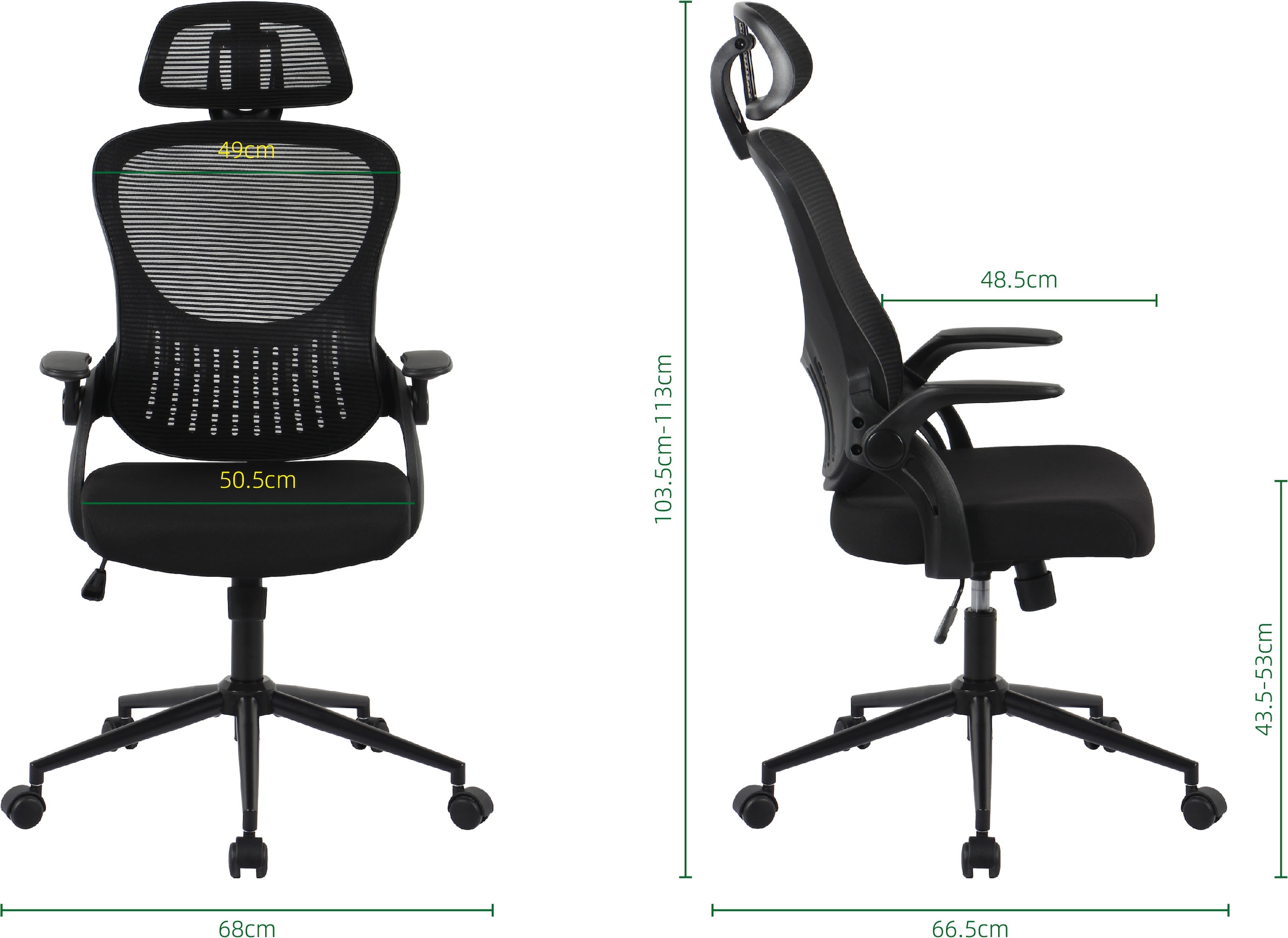 GOODproduct Chaise de bureau »Uvell« () Climat d'assise agréable, appui-tête réglable, compartiment au dossier