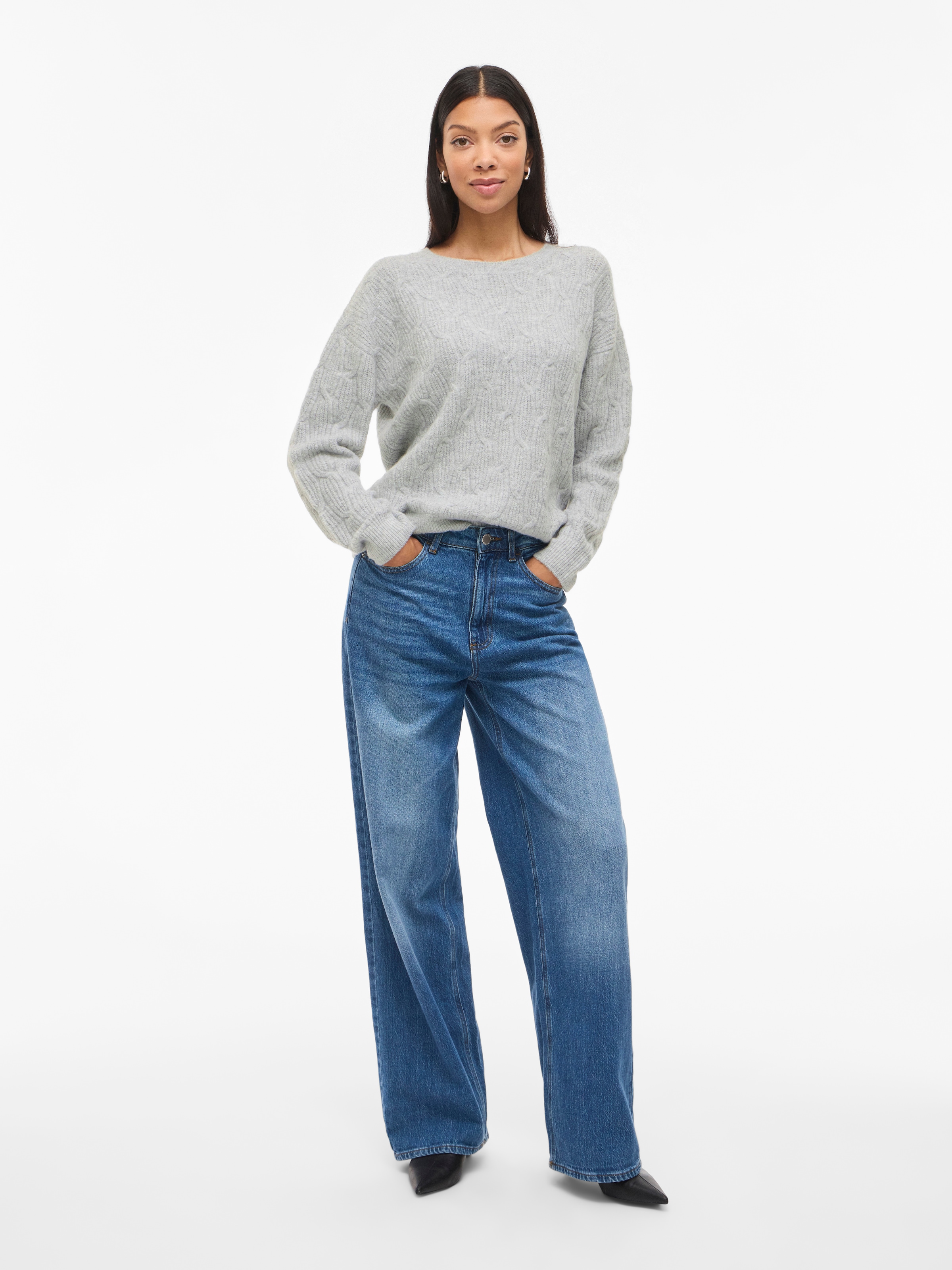 Vila Pull en tricot »VILASSIA O-NECK L/S CABEL KNIT TOP -NOOS«