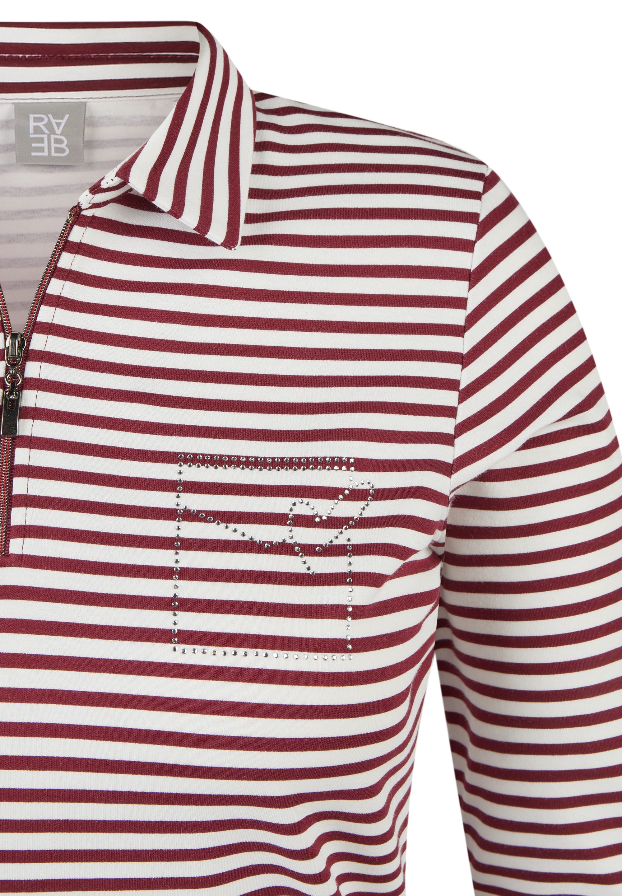 Rabe T-shirt à manches 3/4 avec col de chemise et fermeture éclair