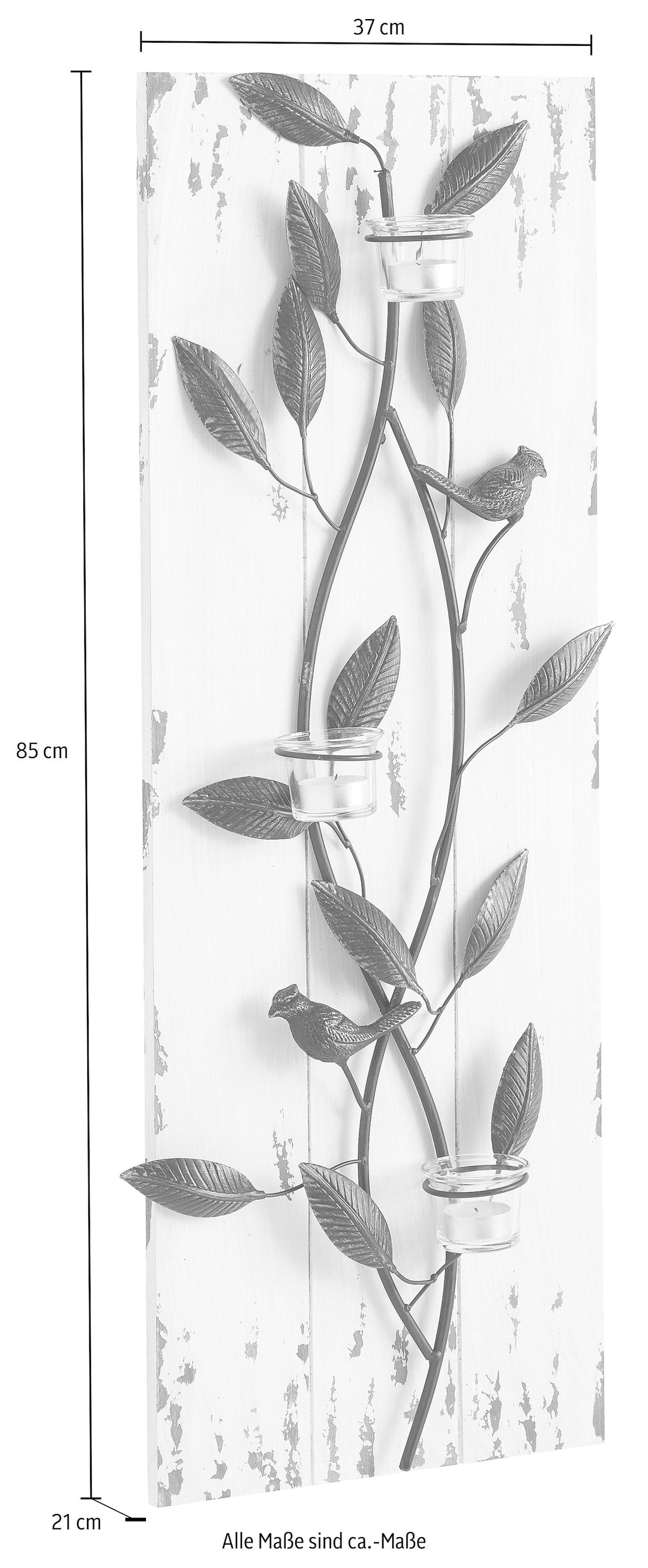 pajoma Wandpaneel mit Teelichtern und Vögelchen