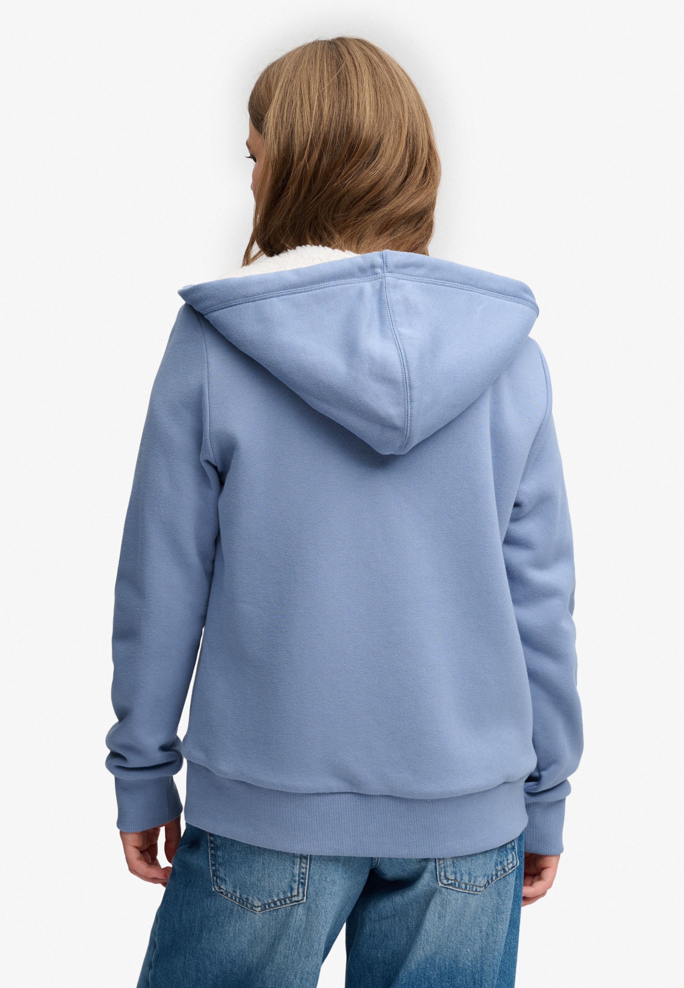 Superdry Sweat à capuche »SIGNATURE EMB BORG ZIPHOOD« mélange coton, coupe décontractée