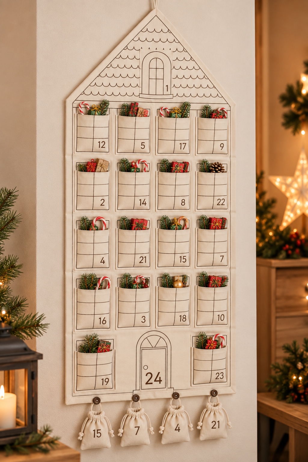 homsy by Ana Johnson Adventskalender »Jolsy, Haus Weihnachten ca.50x120cm, für Türen, aber auch als Wanddeko« Es liegt keine Altersempfehlung vor für Geschenke, Gutscheine, Süssigkeiten und andere Überraschungen