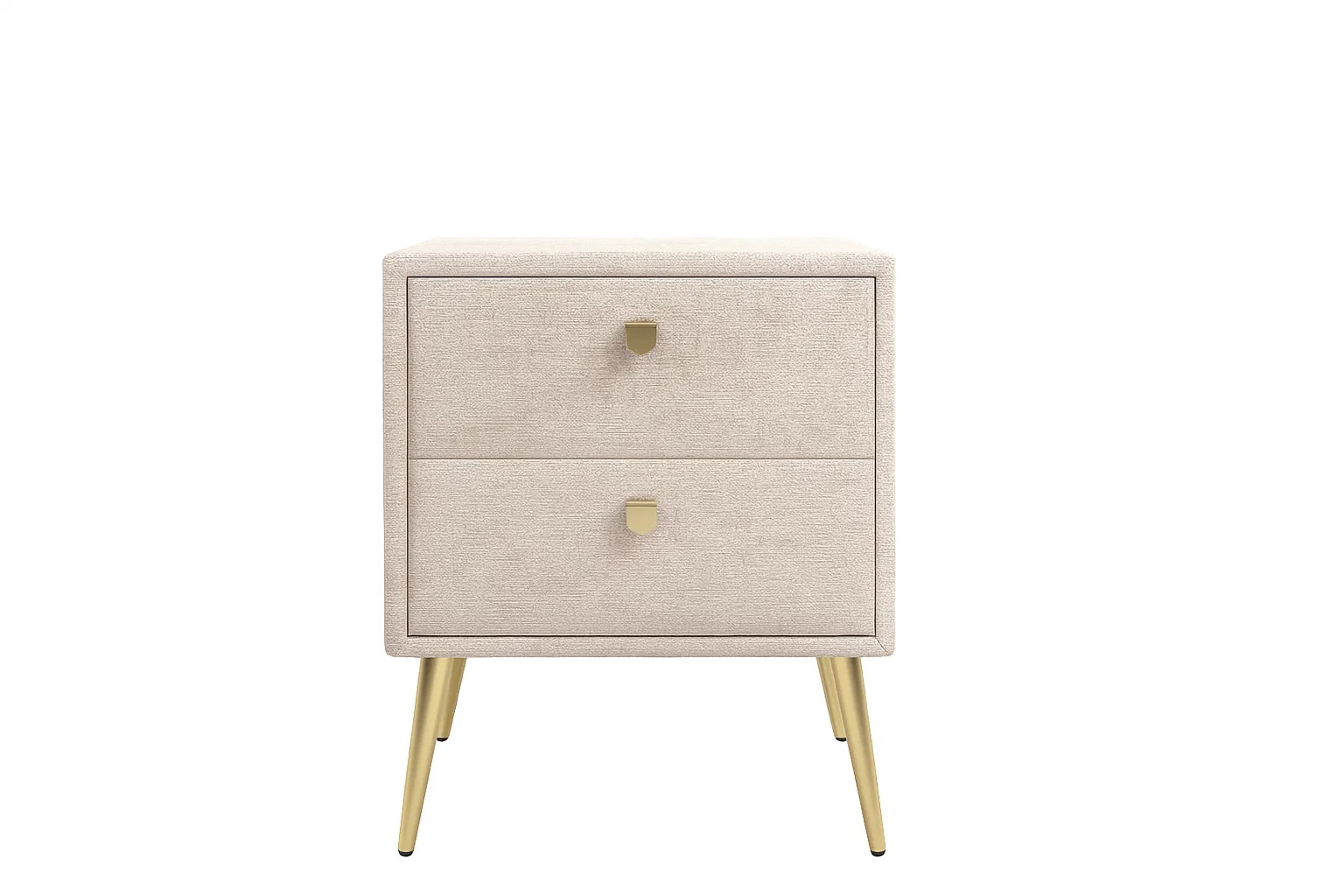 Home affaire Table de nuit »MOIVRE Polster-Nachtkommode wahlweise mit 2 Schubladen oder Fächer« Nako auf goldenen Beinen, Masse B/T/H: 41/40,5/53,5cm, passend zum Bett