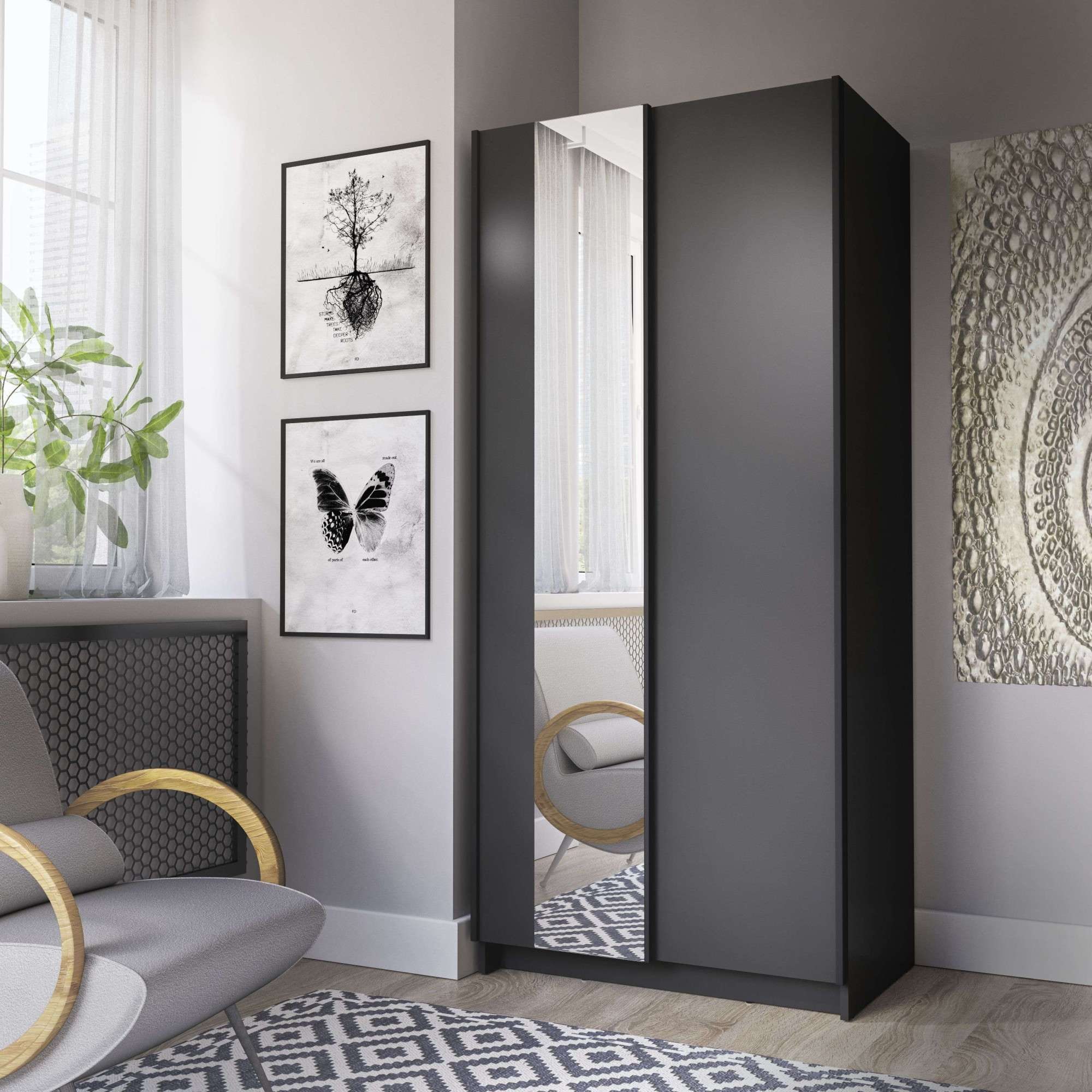 Home affaire Armoires à vêtements »Hildreth, Wäscheschrank, Schwebetüren, Versand nur 4,95?!« avec miroir, panneau de bois certifié FSC®, en 3 largeurs