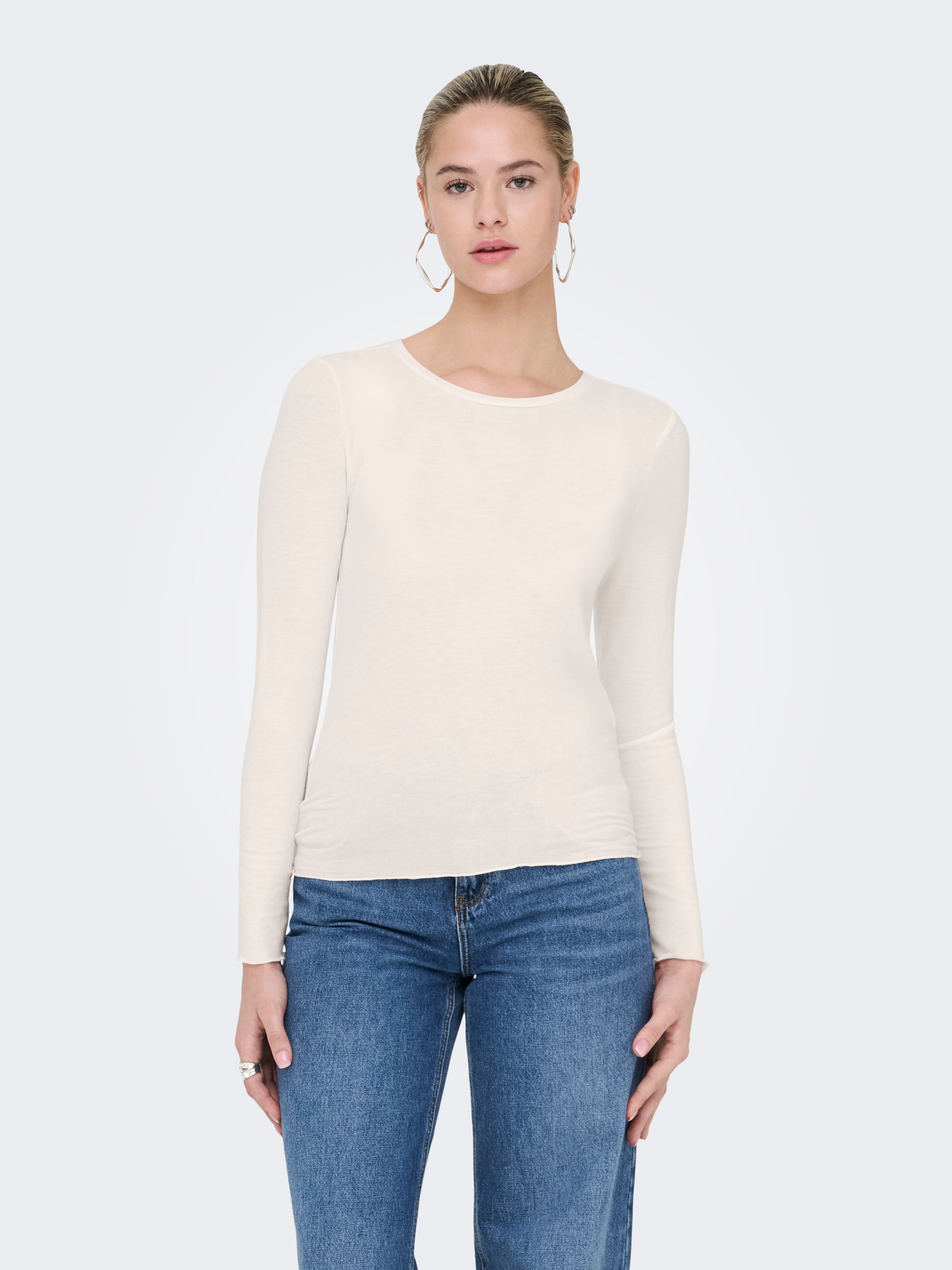 ONLY T-shirt à manches longues »ONLVIRRO O NECK L/S TOP BOX JRS« mélange de matériaux, coupe régulière