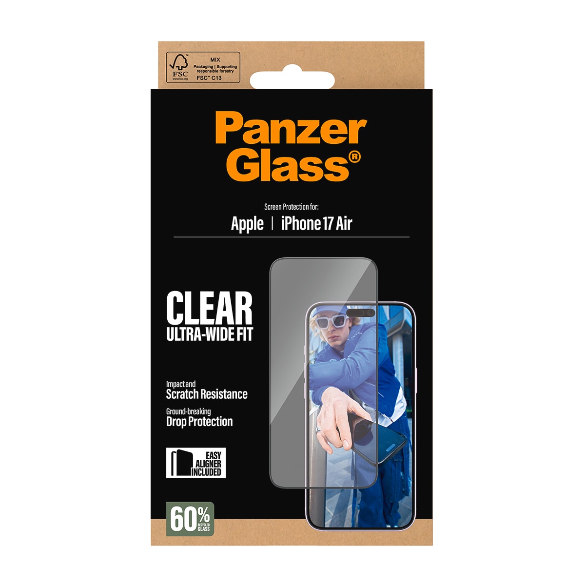 CARE by PanzerGlass Verre de protection d'écran »Ultra-Wide Fit Screen Protector« für Apple iPhone Air Displayschutzfolie, Schutzfolie, Bildschirmschutz, kratz- & stossfest