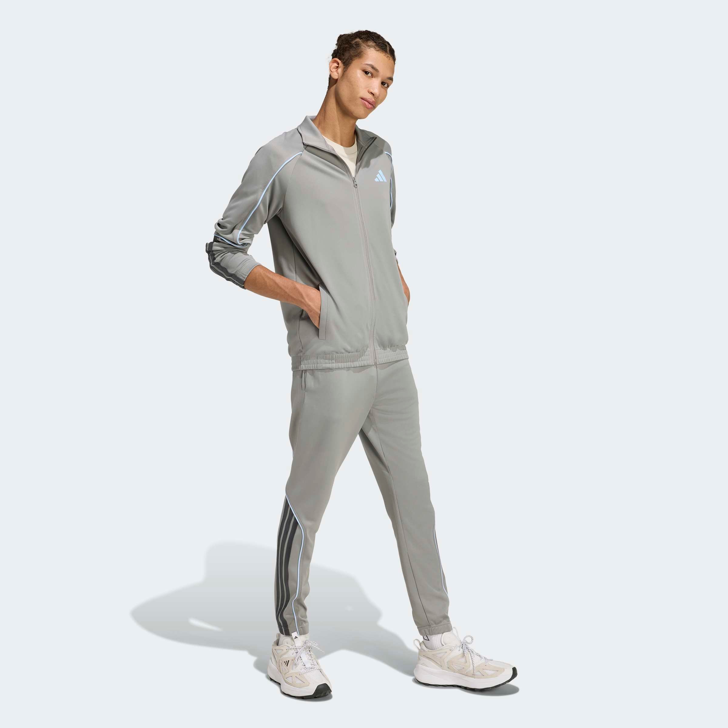 adidas Sportswear Trainingsanzug »STADIUM 3-STREIFEN« 2 tlg. zweiteiliges Set aus Jacke und Hose, aus leichtem Polyester