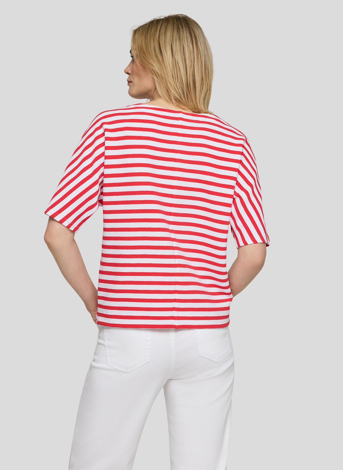 Rabe Shirt à col rond im Streifen-Look und mit Glitzer-Druck