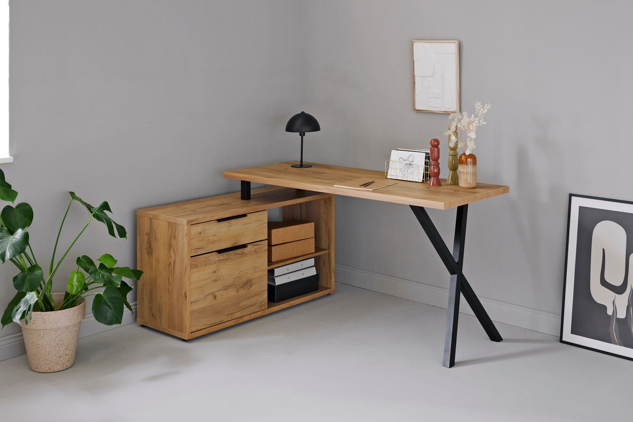 Jahnke Schreibtisch »X-TRA C 145 E« 1 Stk. tlg. Eckschreibtisch, wechselseitig montierbar, X-Gestell