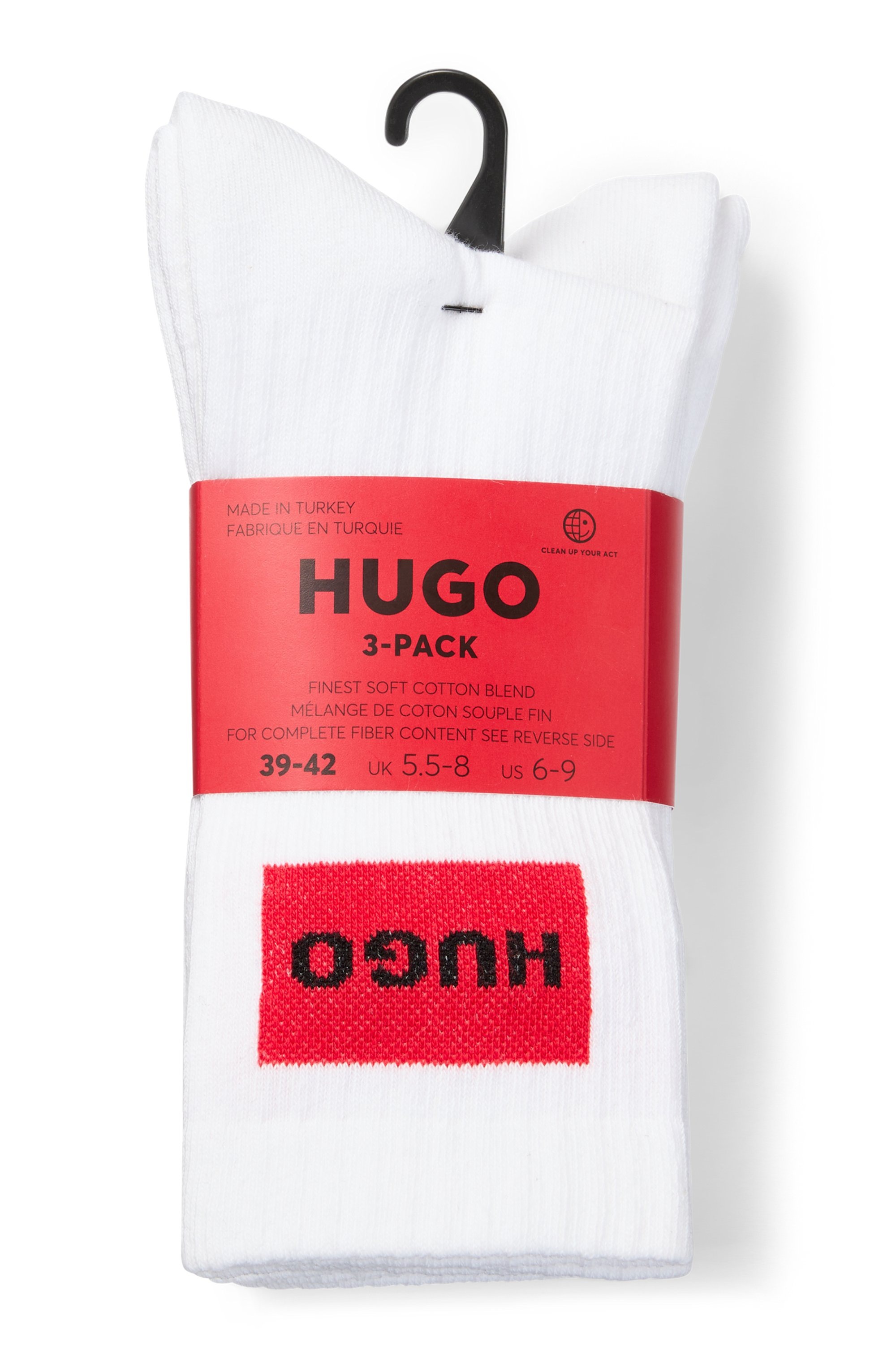 HUGO Underwear Freizeitsocken »3P QS RIB LABEL« Packung, 3er, 3 Stk. tlg. mit kontrastfarbenen HUGO Logo