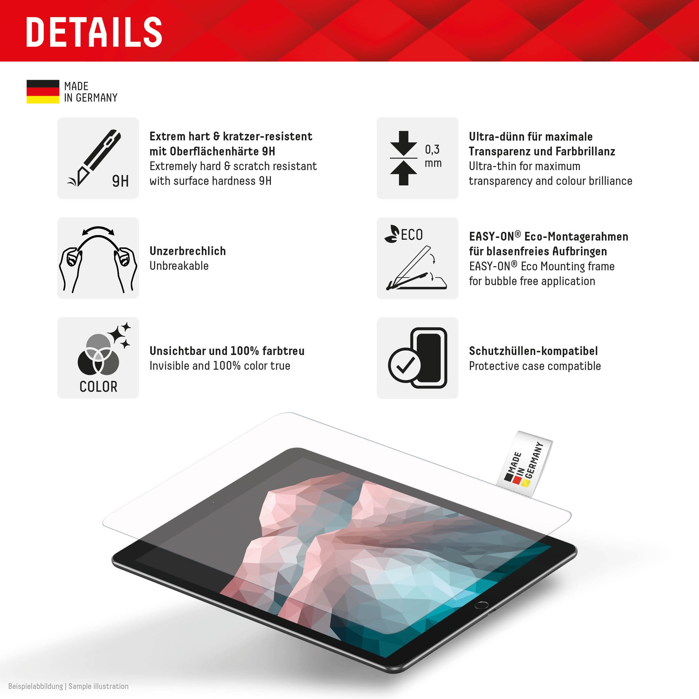 Displex Displayschutzfolie »Tablet Glass« für Apple iPad Pro 13" (2024/2025) Displayschutz, Bildschirmschutz, kratz & stossfest, einfaches Anbringen