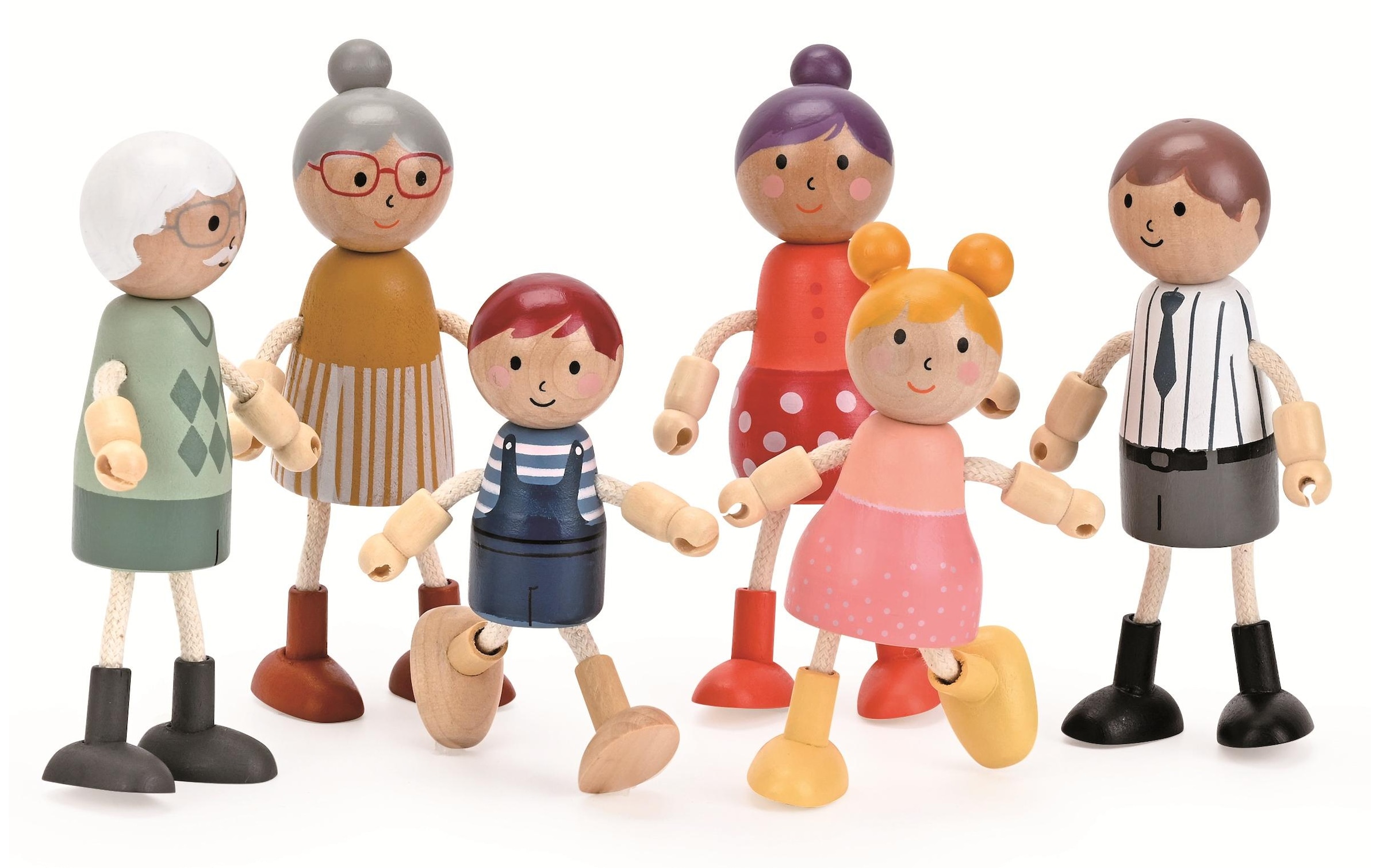 Spielba Spielfigur »Biegepüppchen Familie aus Holz mit Kleidern«
