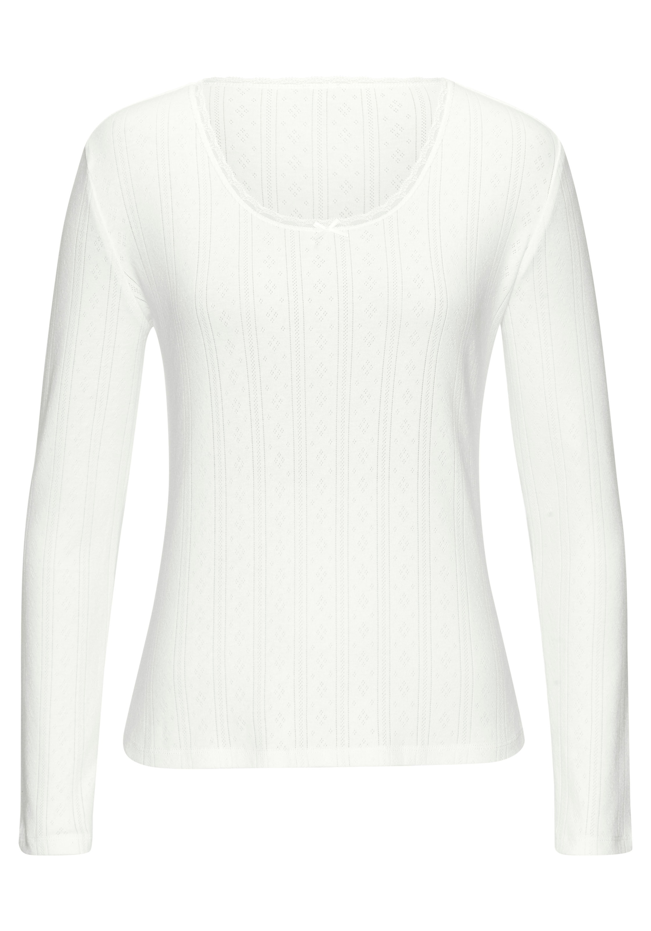 Vivance Langarmshirt »Unterziehshirt« 2er-Pack,  aus feiner Pointelle-Ware mit Spitze, reine Baumwolle