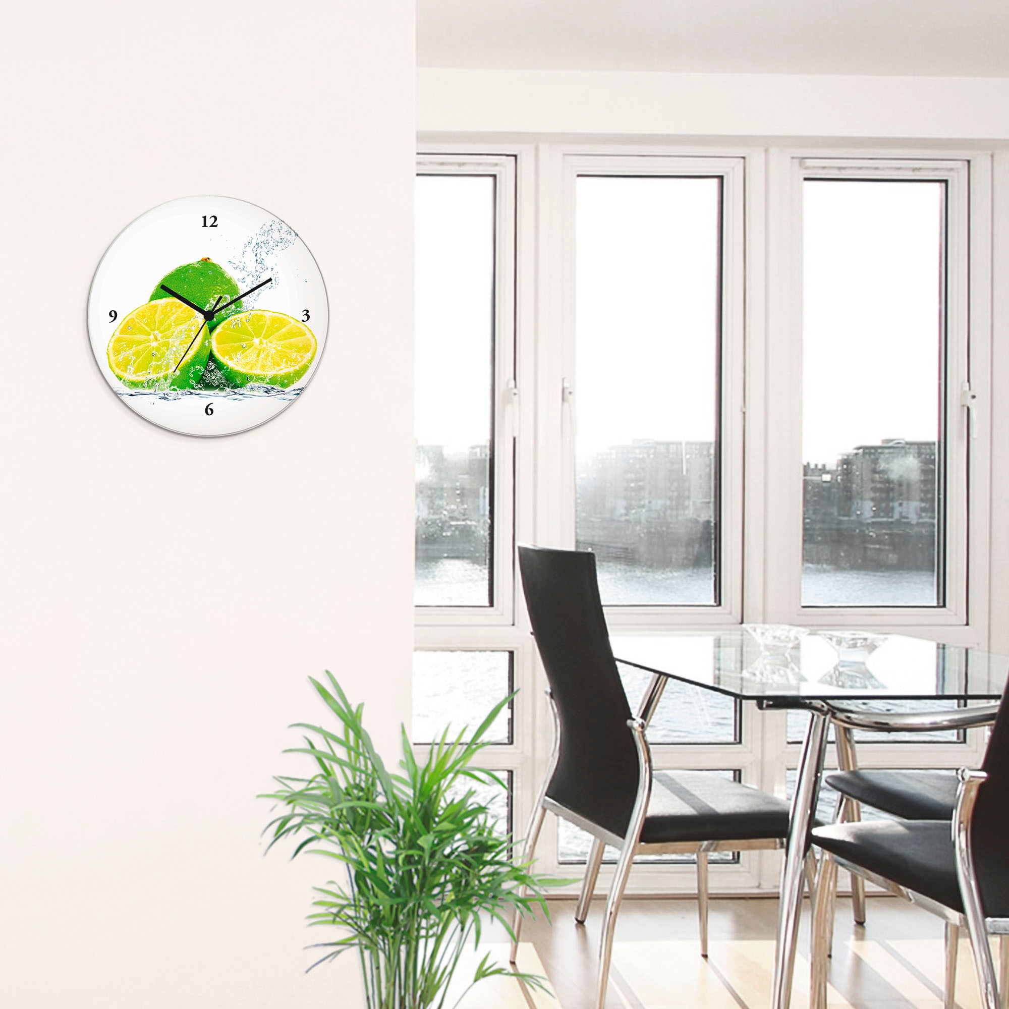 Artland Wanduhr »Limette mit Spritzwasser« wahlweise mit Quarz- oder Funkuhrwerk, lautlos ohne Tickgeräusche
