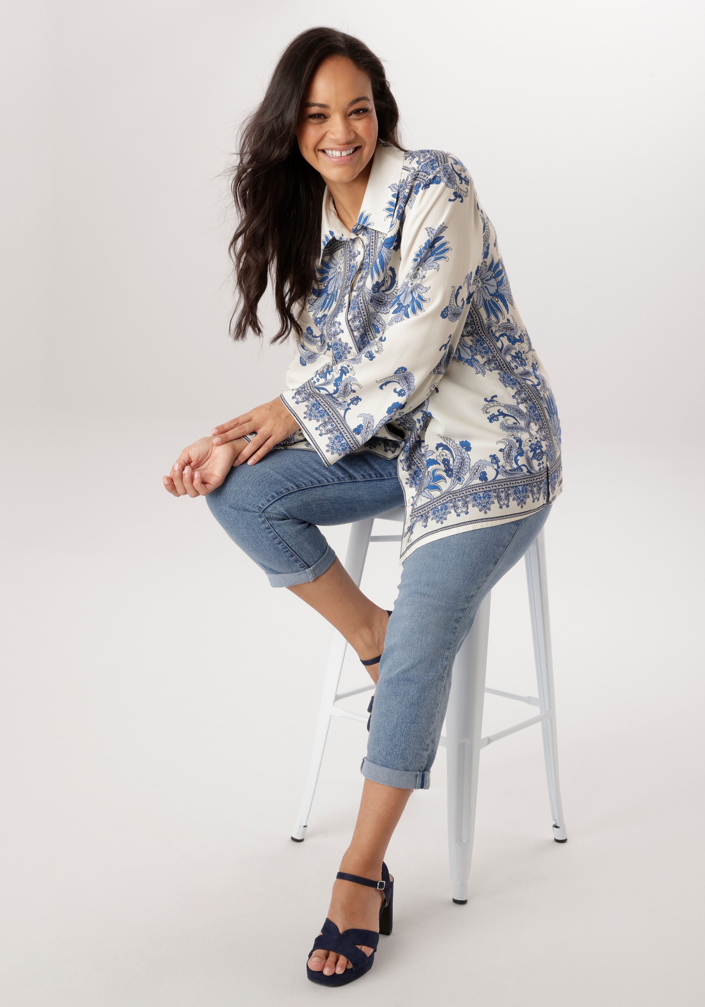 Aniston PLUS Blouse chemise mit edler Blumendruck - NEUE KOLLEKTION