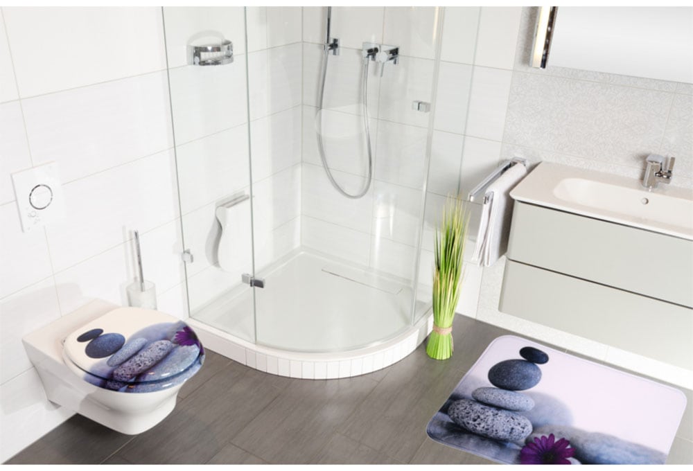 Sanilo Set d'accessoires de salle de bain »Energy Stones« WC-Sitz, Badteppich, Stöpsel, Seifenspender und WC-Bürste