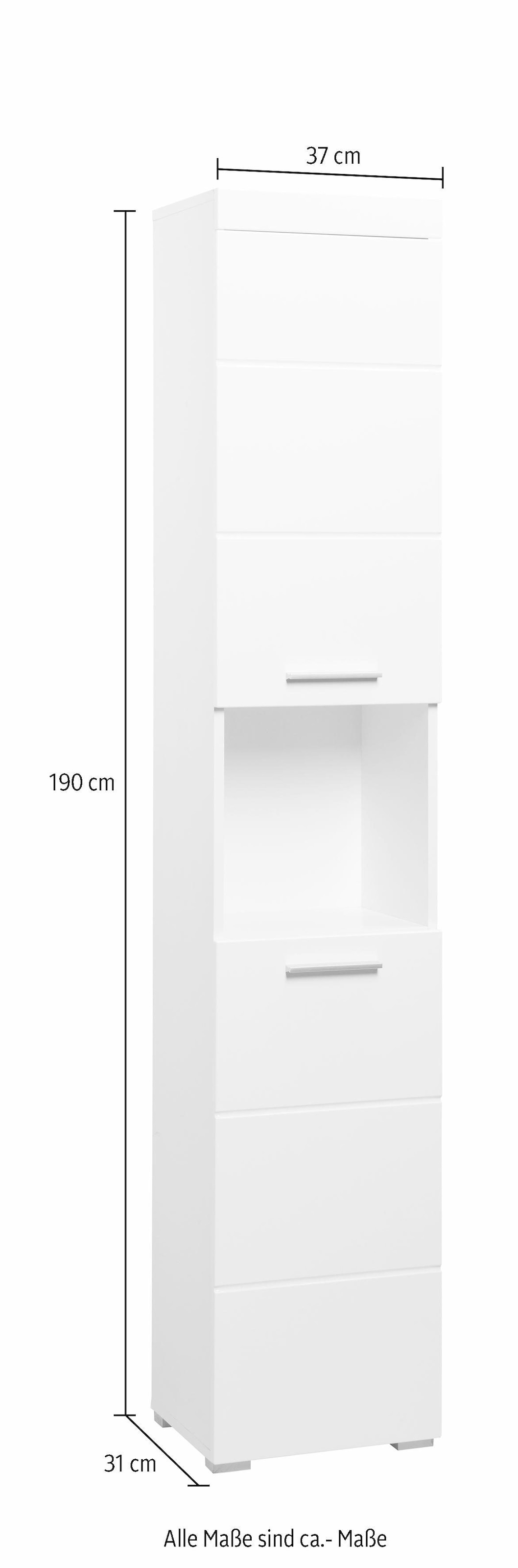 welltime Hochschrank »Avena« Badschrank mit 2 Türen & 1 Fach - (B/T/H) 37/31/190 cm