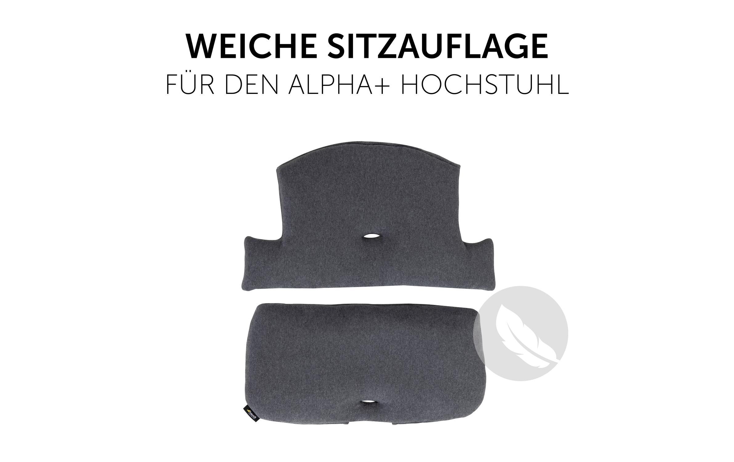 Hauck Housse de siège pour enfant »Select, jersey charcoal« pour la chaise haute en bois ALPHA+ et d'autres modèles
