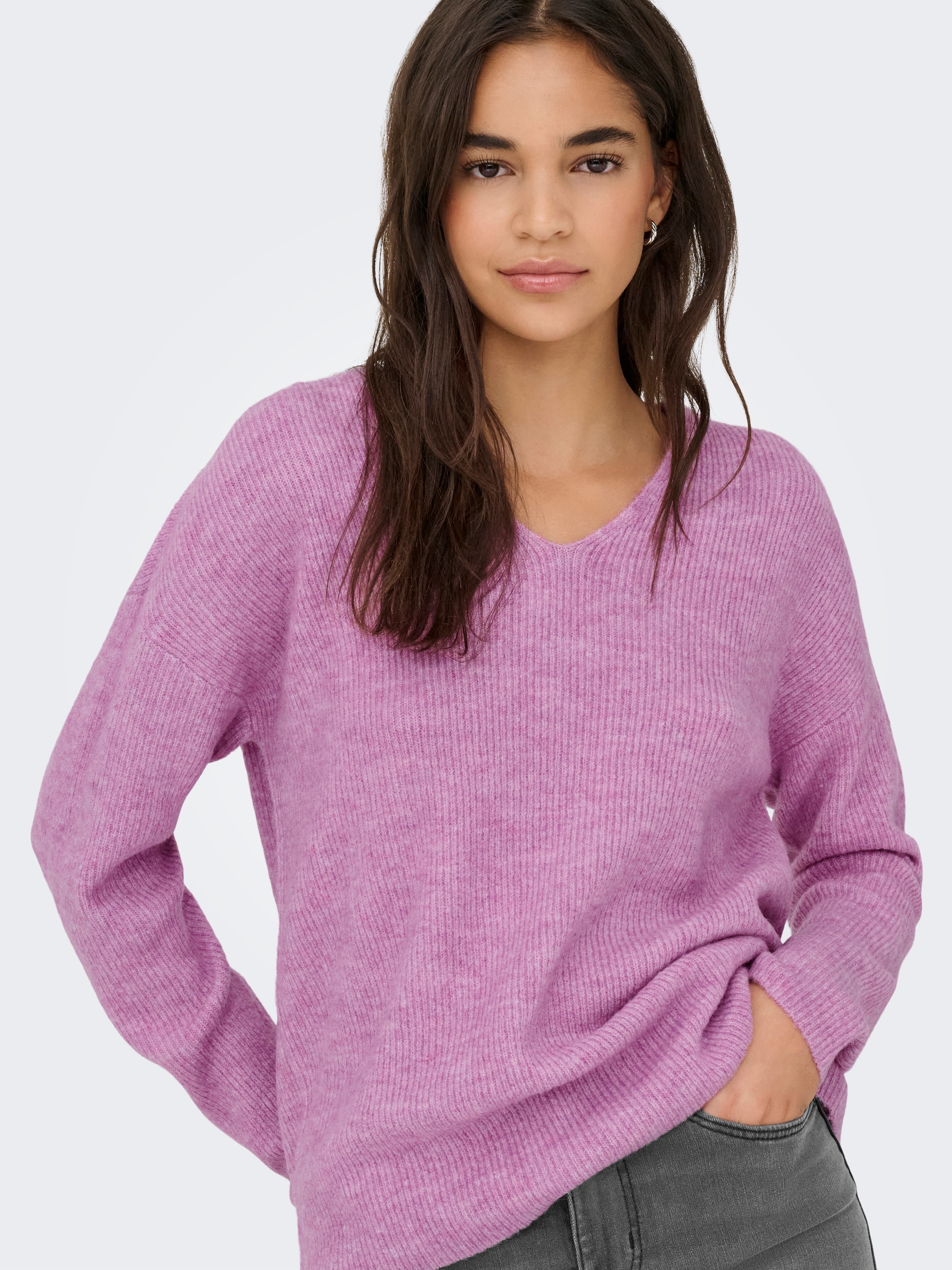 ONLY V-Ausschnitt-Pullover »ONLCAMILLA V-NECK L/S PULLOVER KNT NOOS« Materialmix, regular fit