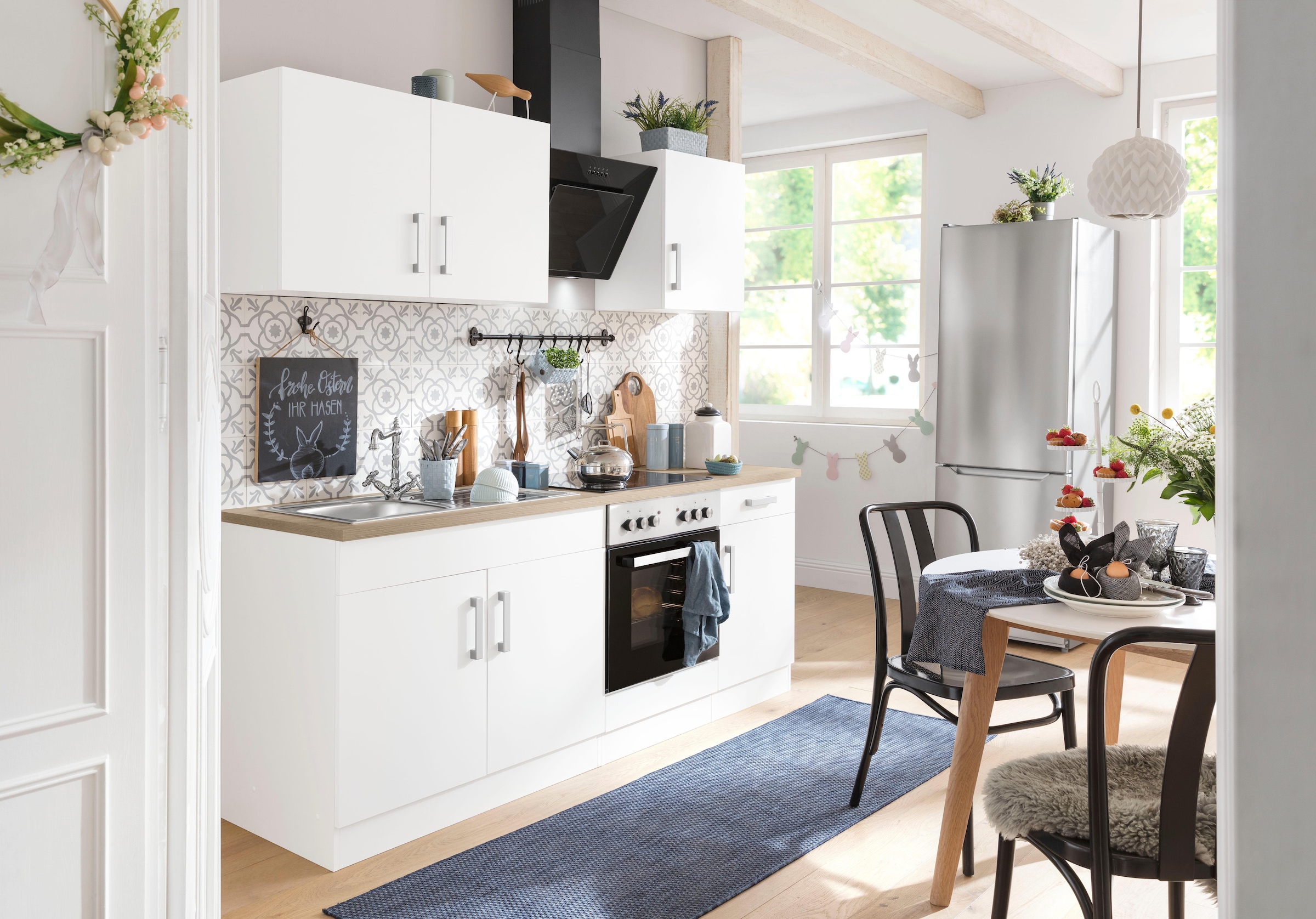KOCHSTATION Kitchenette »KS-Gera« largeur 210 cm, au choix avec set de cuisinière électrique, avec plan de travail
