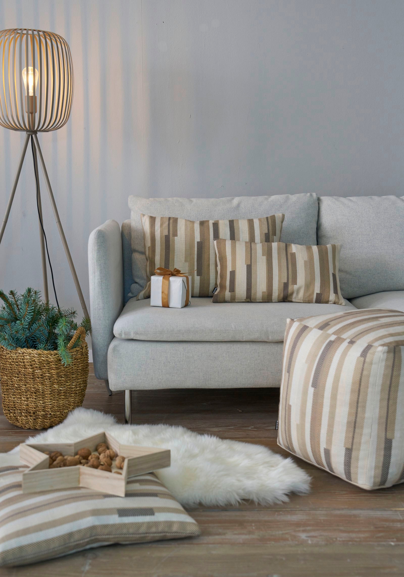 H.O.C.K. Dekokissen »Espen« Streifen, gemustert, inkl. Füllung, Bezug mit Reissverschluss abnehmbar