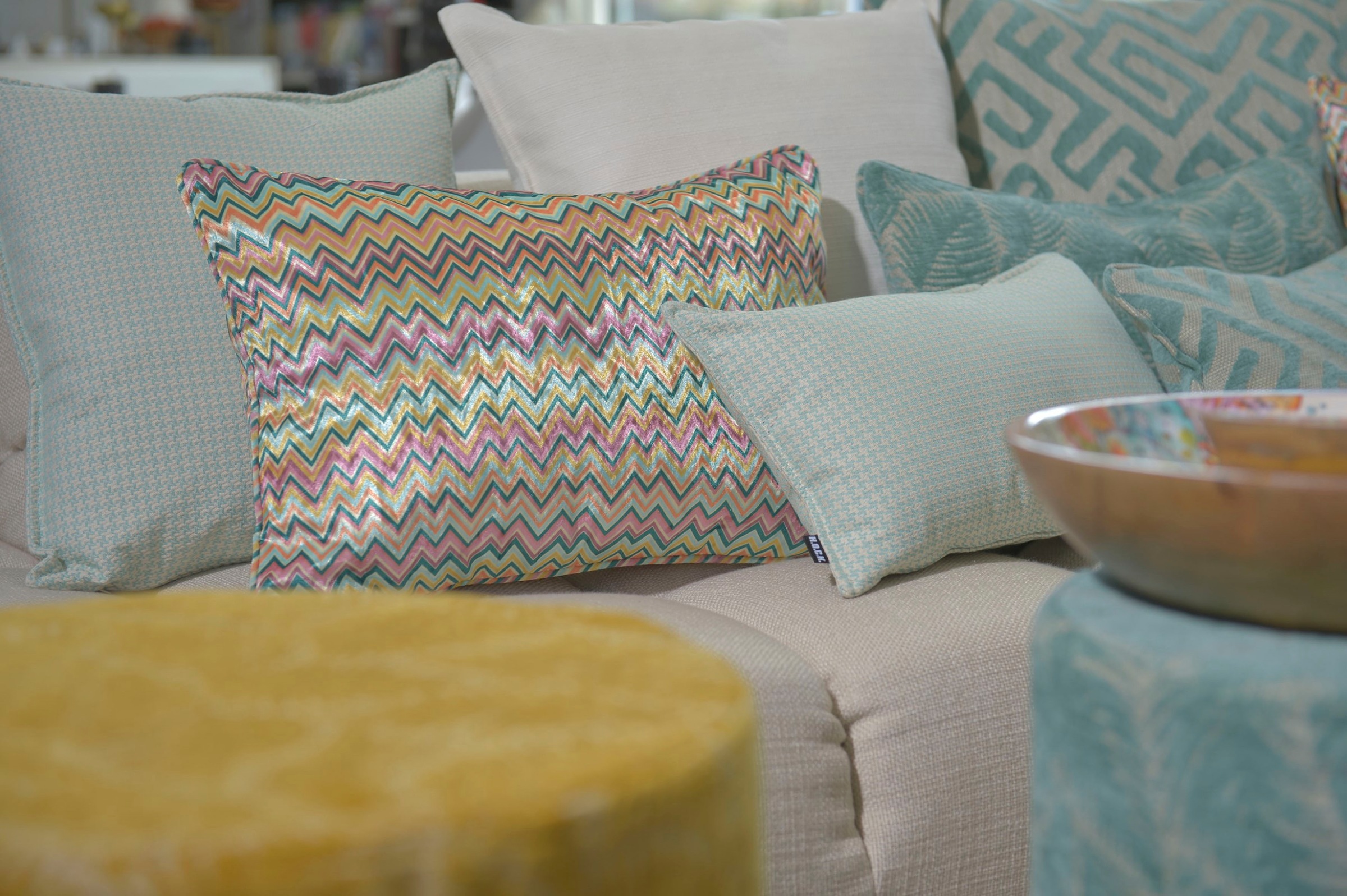 H.O.C.K. Coussin décoratif »Zacki« avec motif en zigzag, housse de coussin avec rembourrage, 1 pièce