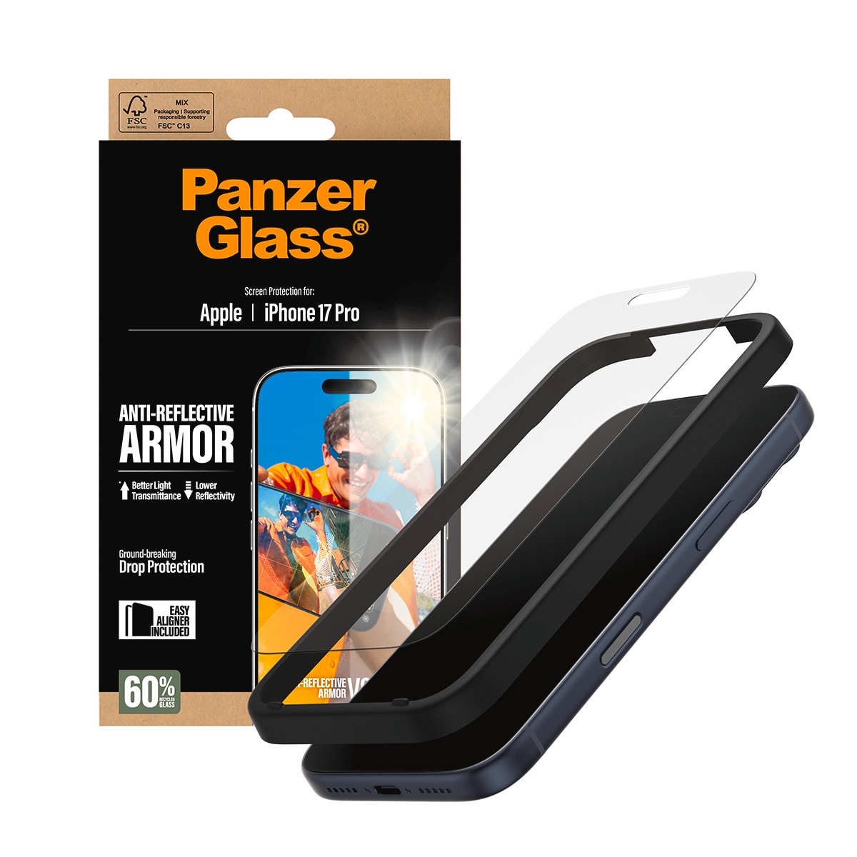 CARE by PanzerGlass Displayschutzglas »Anti-Reflective Armor Screen Protector« für Apple iPhone 17 Pro Displayschutzfolie, Schutzfolie, Bildschirmschutz, kratz- & stossfest