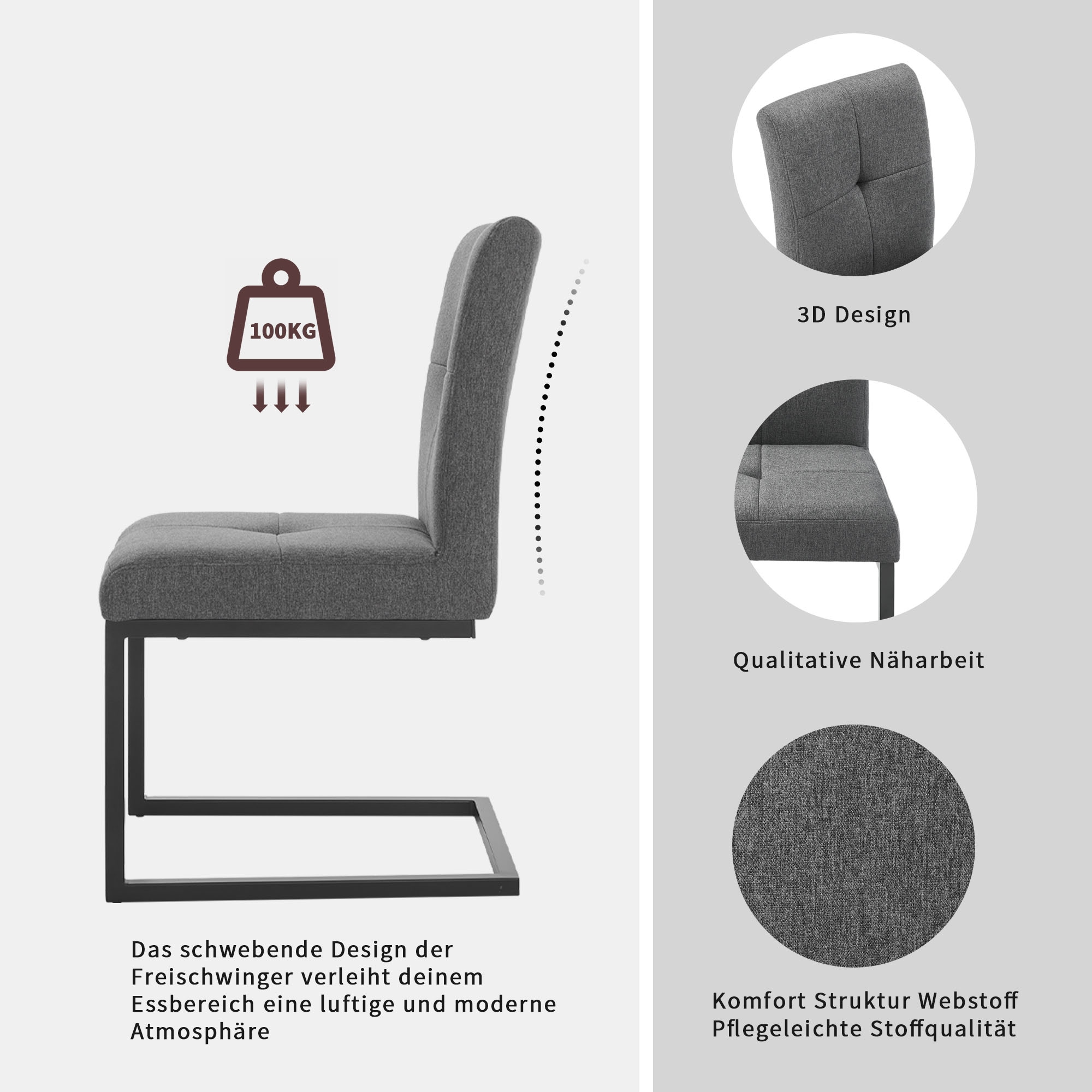 GOODproduct Eckbankgruppe »Geranie, Sitzgruppe, Eckbank links und rechts montierbar« Set, Gruppe bestehend aus Eckbank, Esstisch 120 cm, zwei Freischwinger, 4 Stk. tlg. Eckbank wahlweise links und rechts montierbar