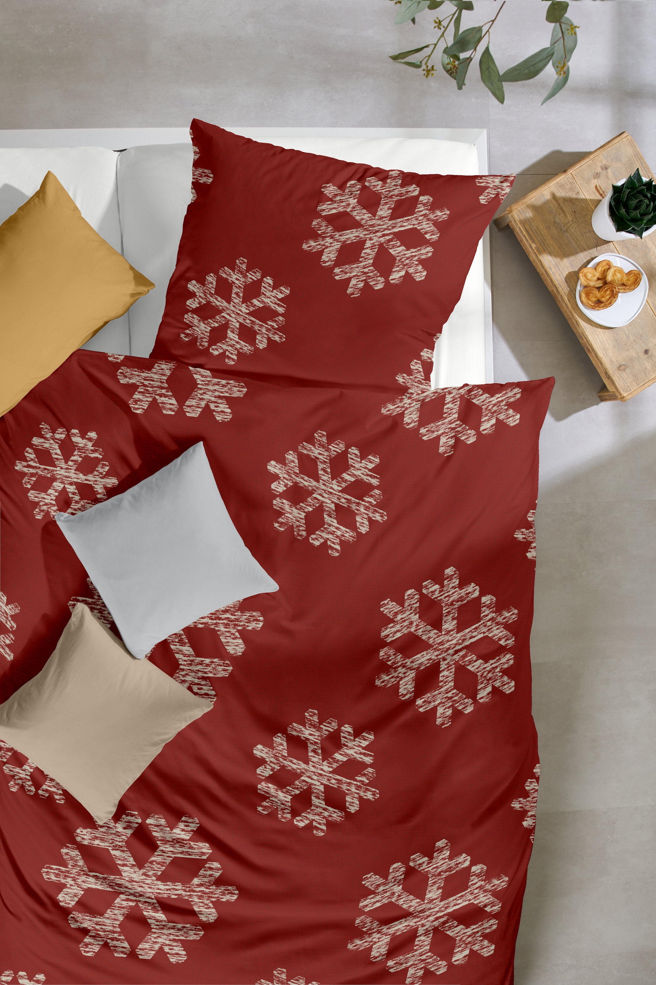 Primera Bettwäsche »Feinbiber-Bettwäsche Snowflake« 2 Stk. mit winterlichen Schneeflocken