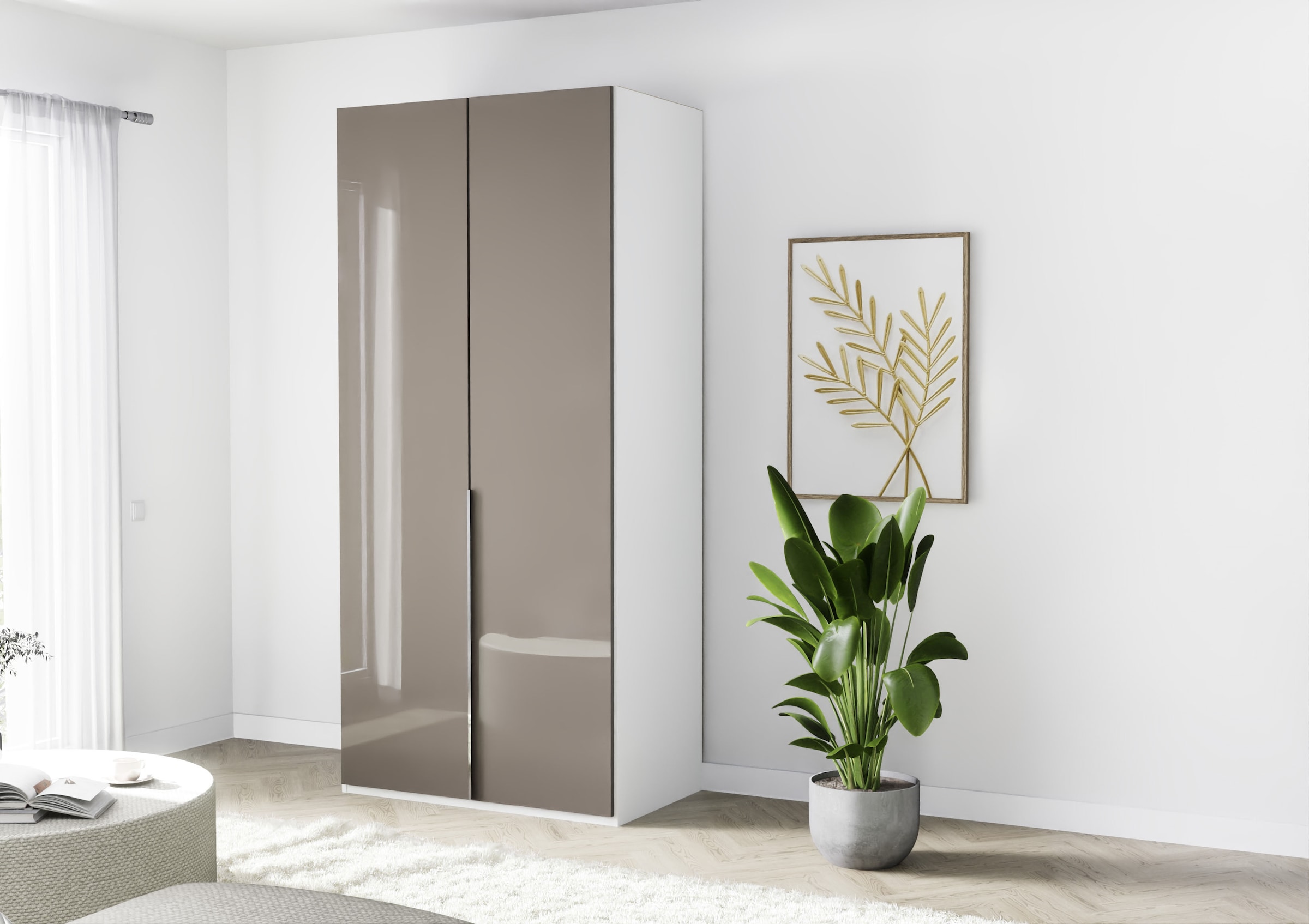 Musterring Armoires à vêtements »San Diego, Kleiderschrank, Schrank, Garderobe, mit Glastüren« 1 cuis tlg. 2 portes (amorties), 2 étagères, 1 tringle à vêtements, poignées chromées
