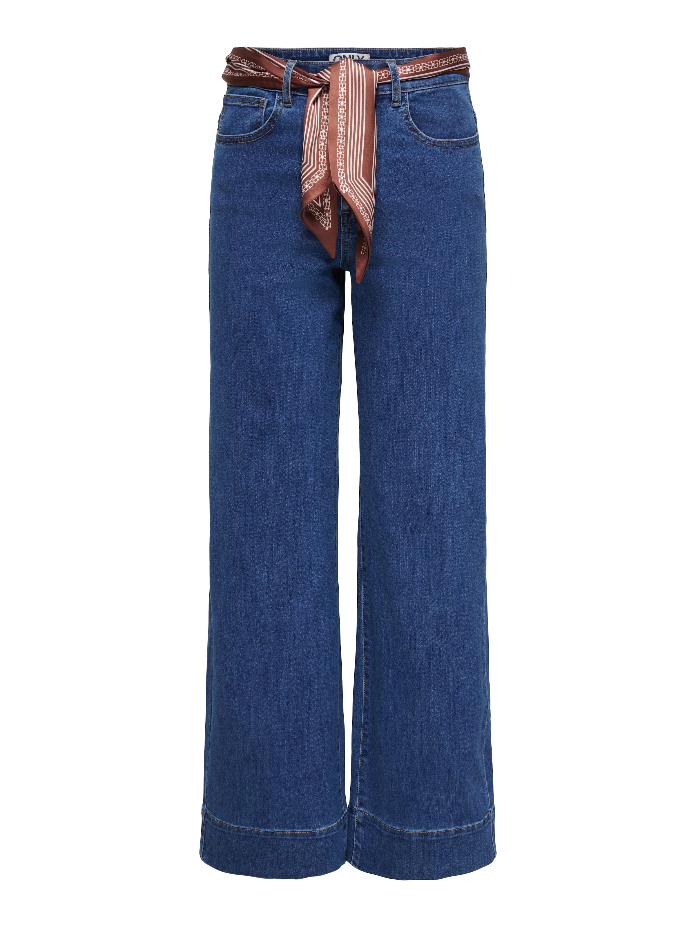 ONLY Jeans taille haute »ONLMADISON HW WIDE SCARF DNM GUA« Mélange de matériaux, taille haute, coupe large, avec foulard à la mode en guise de ceinture