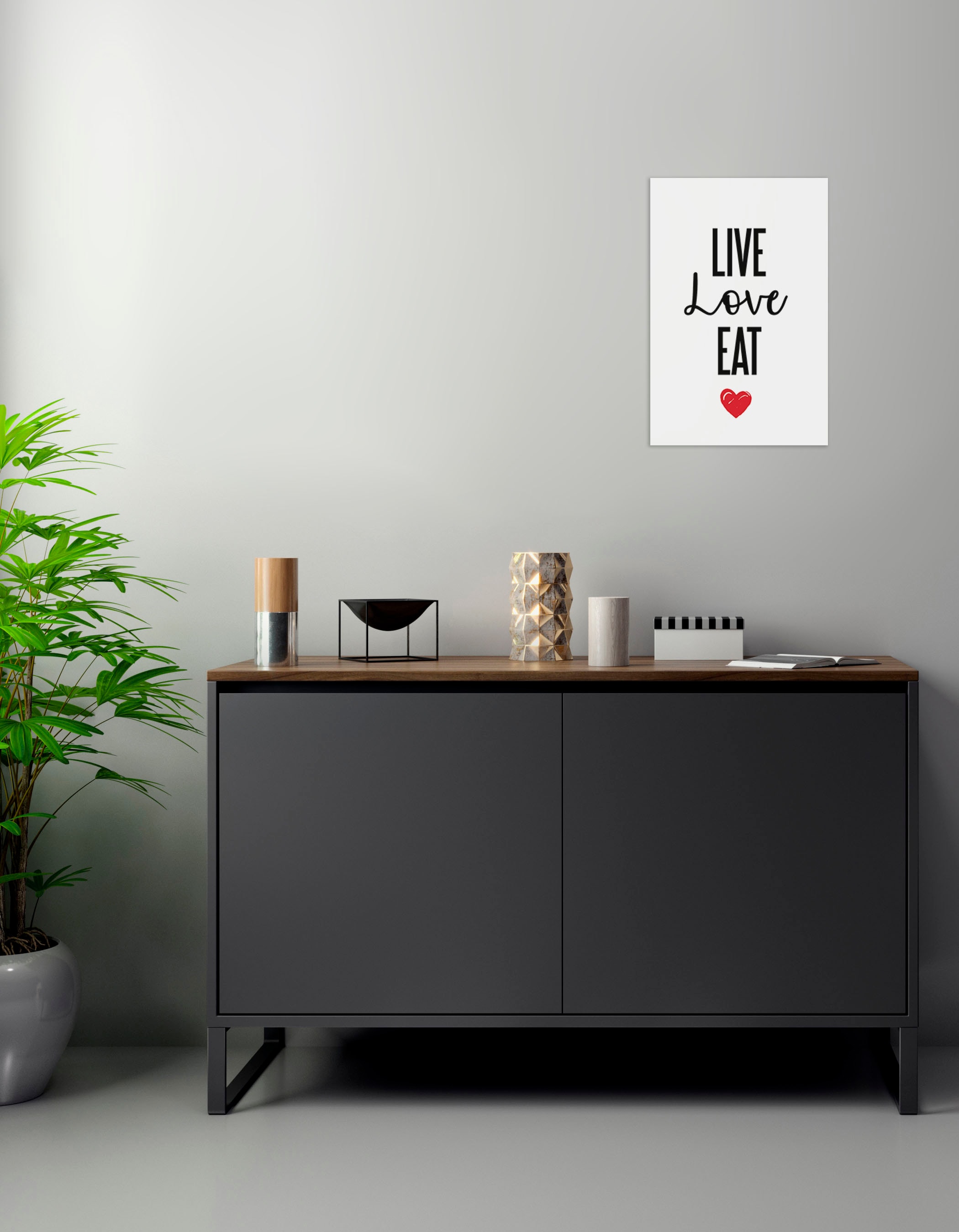 queence Wanddekoobjekt »LIVE LOVE EAT« Stahlschild, Blechschild, Spruch, Witzig, Wanddeko, retro, 20x30cm