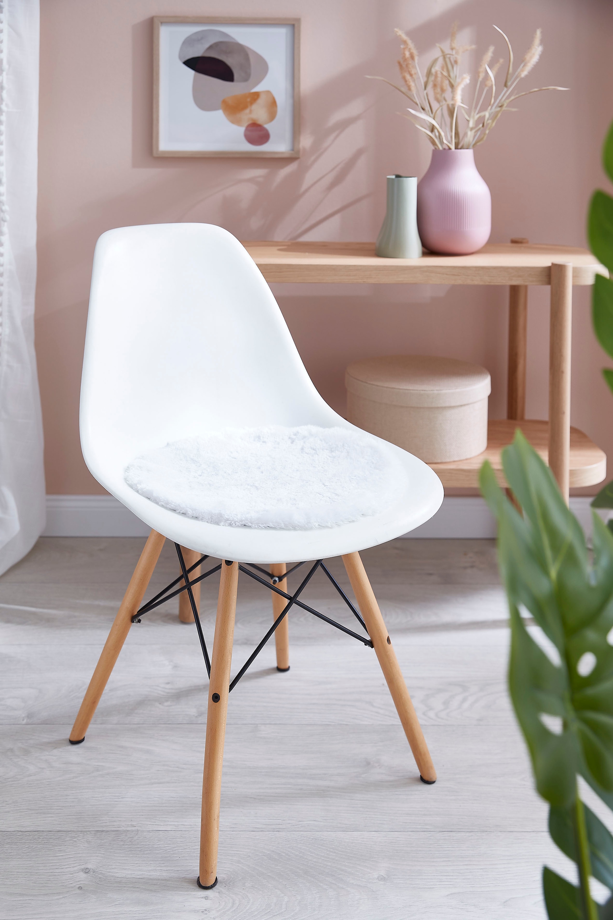 Andiamo Sitzkissen »Sitzauflage Lamm-Fellimitat« Kunstfell, rund, Ø 40 cm, auch als 4er Set