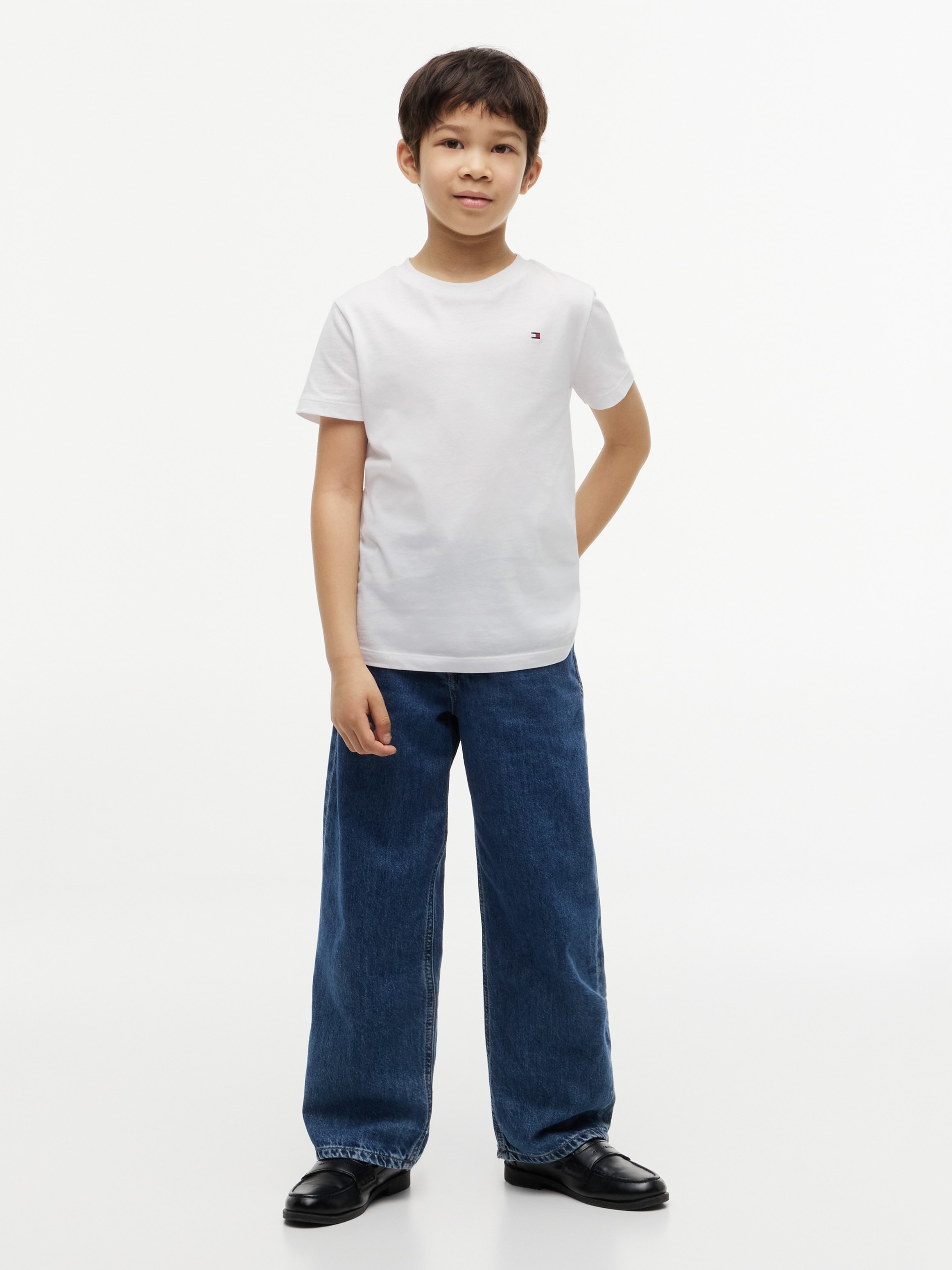 Tommy Hilfiger T-shirt encolure ronde, coupe régulière, enfants jusqu'à 16 ans, coton pur