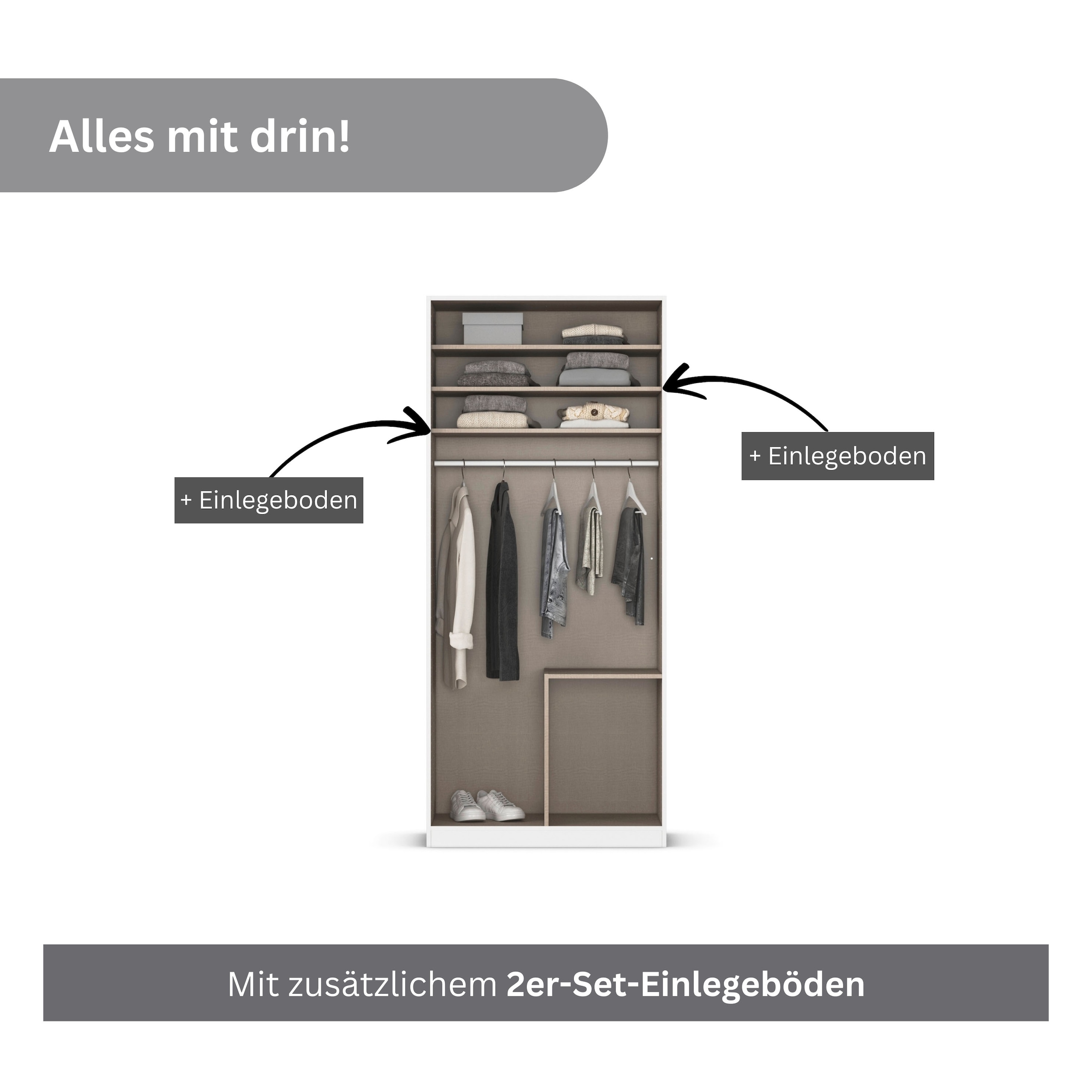GOODproduct Drehtürenschrank »Kleiderschrank Kleiderschränke Schrank Garderobe AGORDO mit Glasfront« in zwei Griff-Farben, Breiten 91-360 cm,  mit Aussenschubkästen, in 7 Breiten und 2 Höhen MADE IN GERMANY