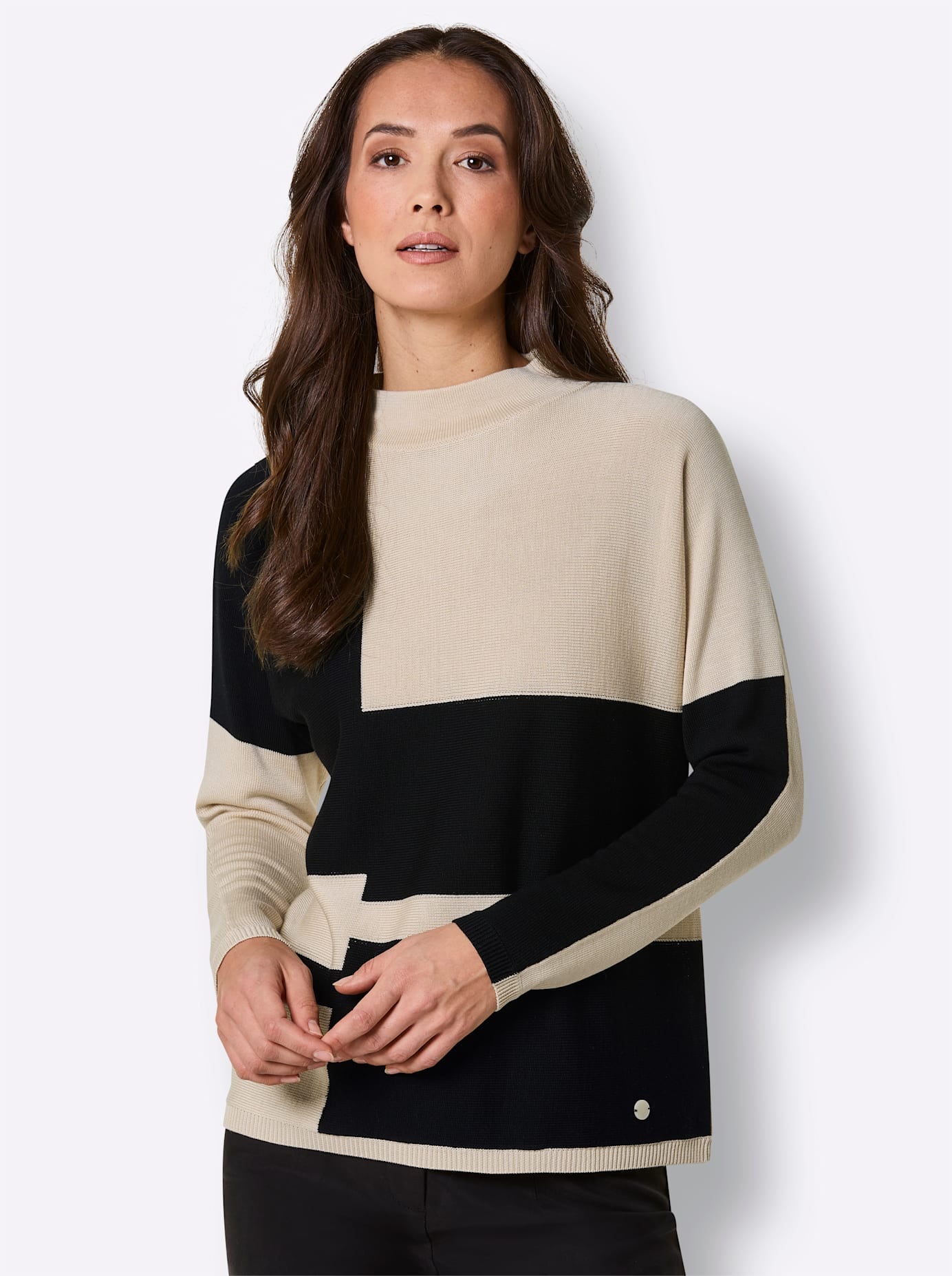 CREATION L PREMIUM Pull à col montant »Merino-Lyocell-Pullover«