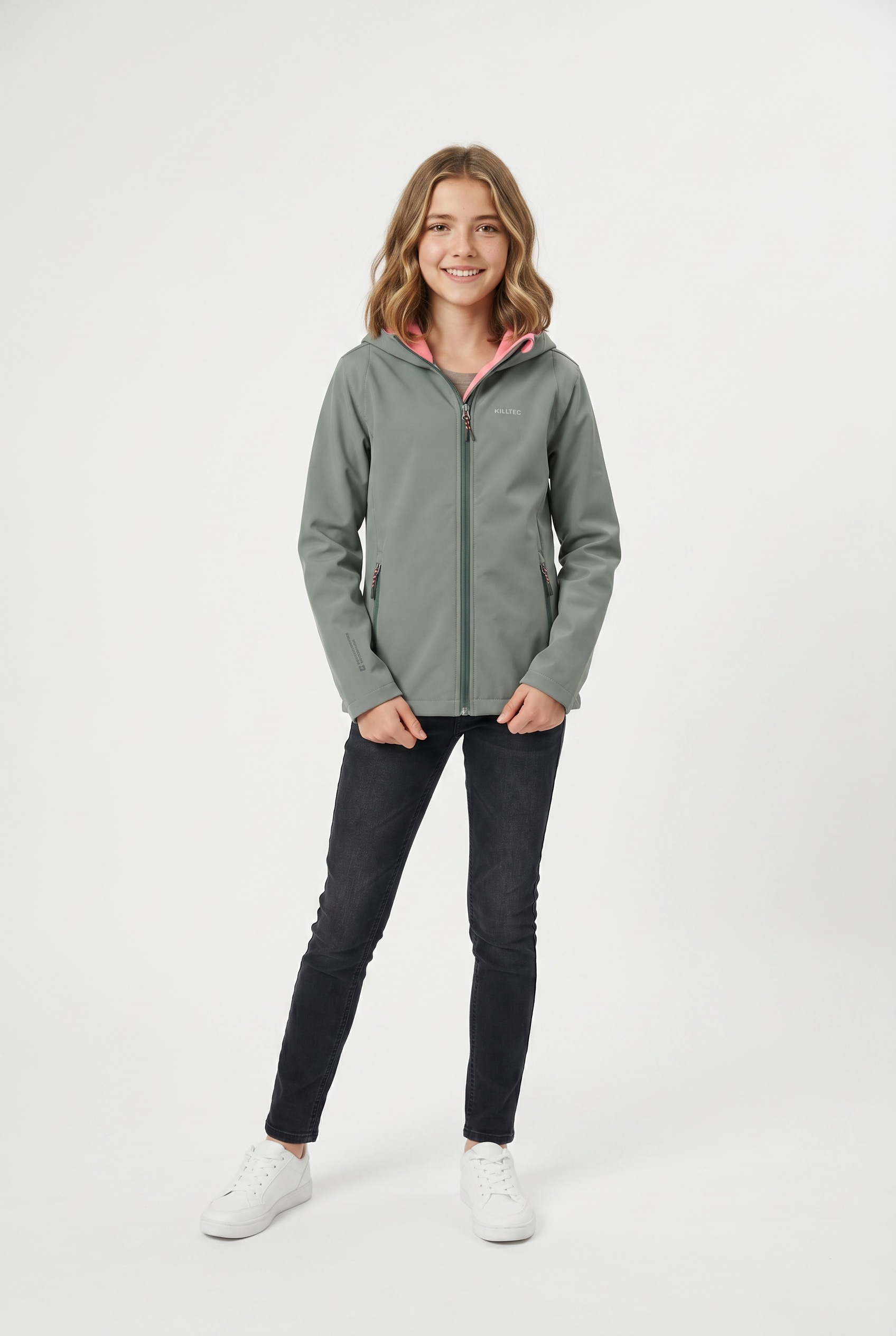 Killtec Softshelljacke »KOW 164 GRLS SFTSHLL JCKT« mit Kapuze für Kinder und Jugendliche, mit Kapuze, winddicht, wasserabweisend