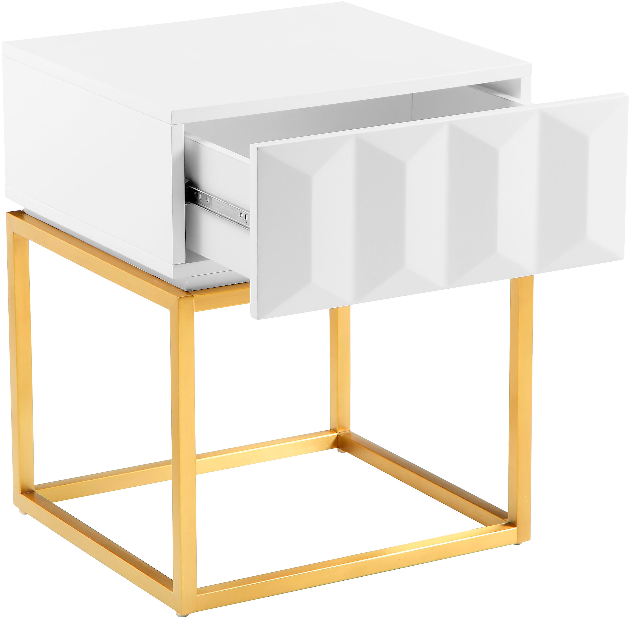 Leonique Table d'appoint »Alais, TOPSELLER!, OTTOs Choice« in 3D-Optik, goldfarbenes Metallgestell, auch als Nachttisch geeignet