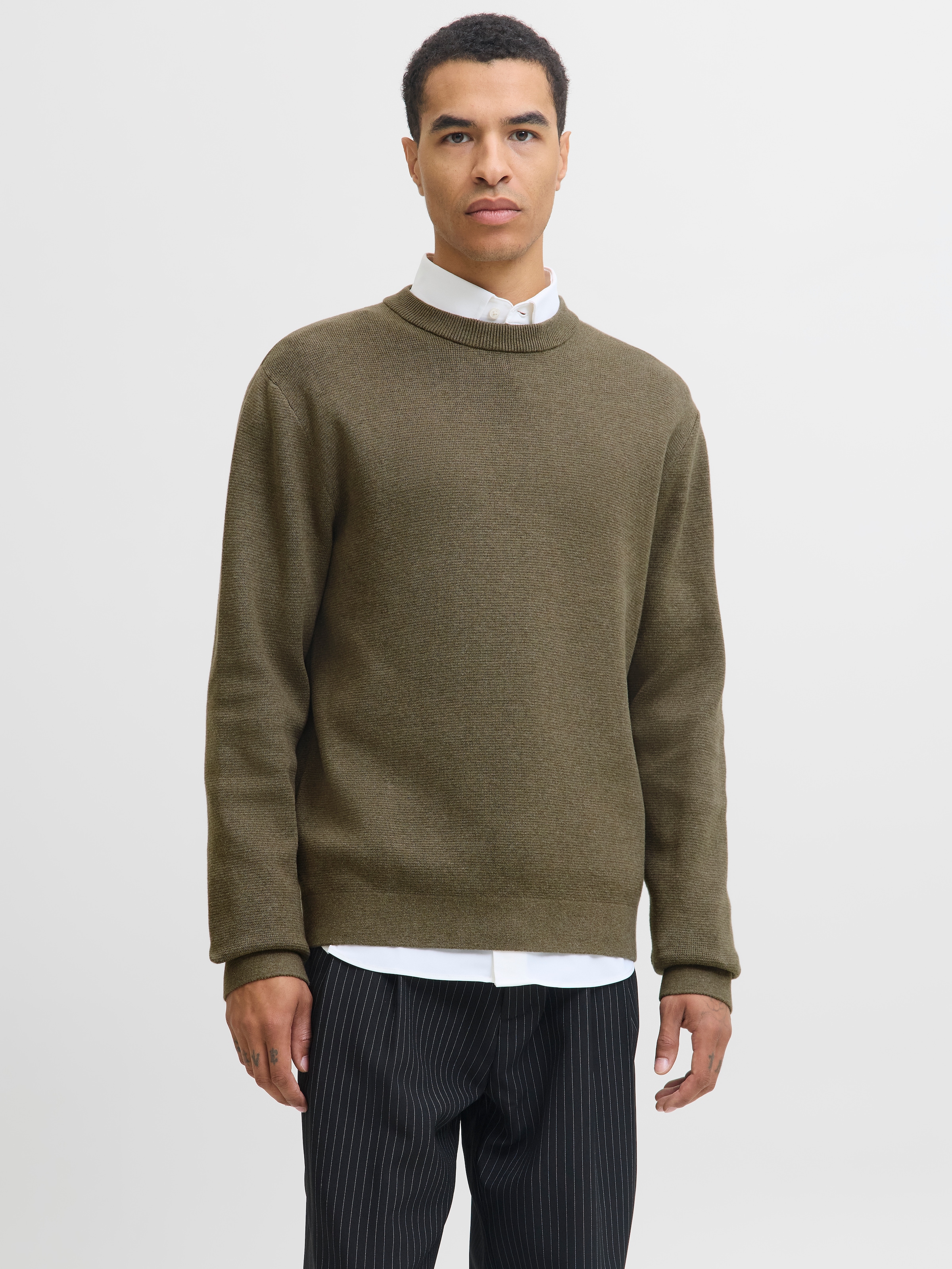 Jack & Jones Pull à col rond »JPRBLAMILANO STITCH KNIT CREW NECK SN« Baumwolle, relaxed fit