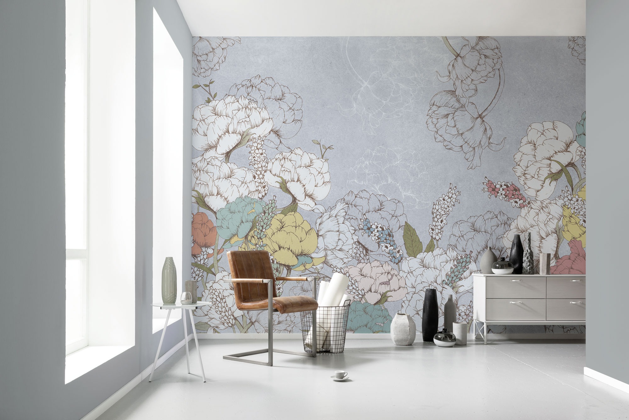 Komar Fototapete »Digitaldruck Vlies -  Planting Peonies - Grösse 400 x 250 cm« bedruckt | floral | geblümt | gemustert | tropisch glatt Wohnzimmer, Schlafzimmer